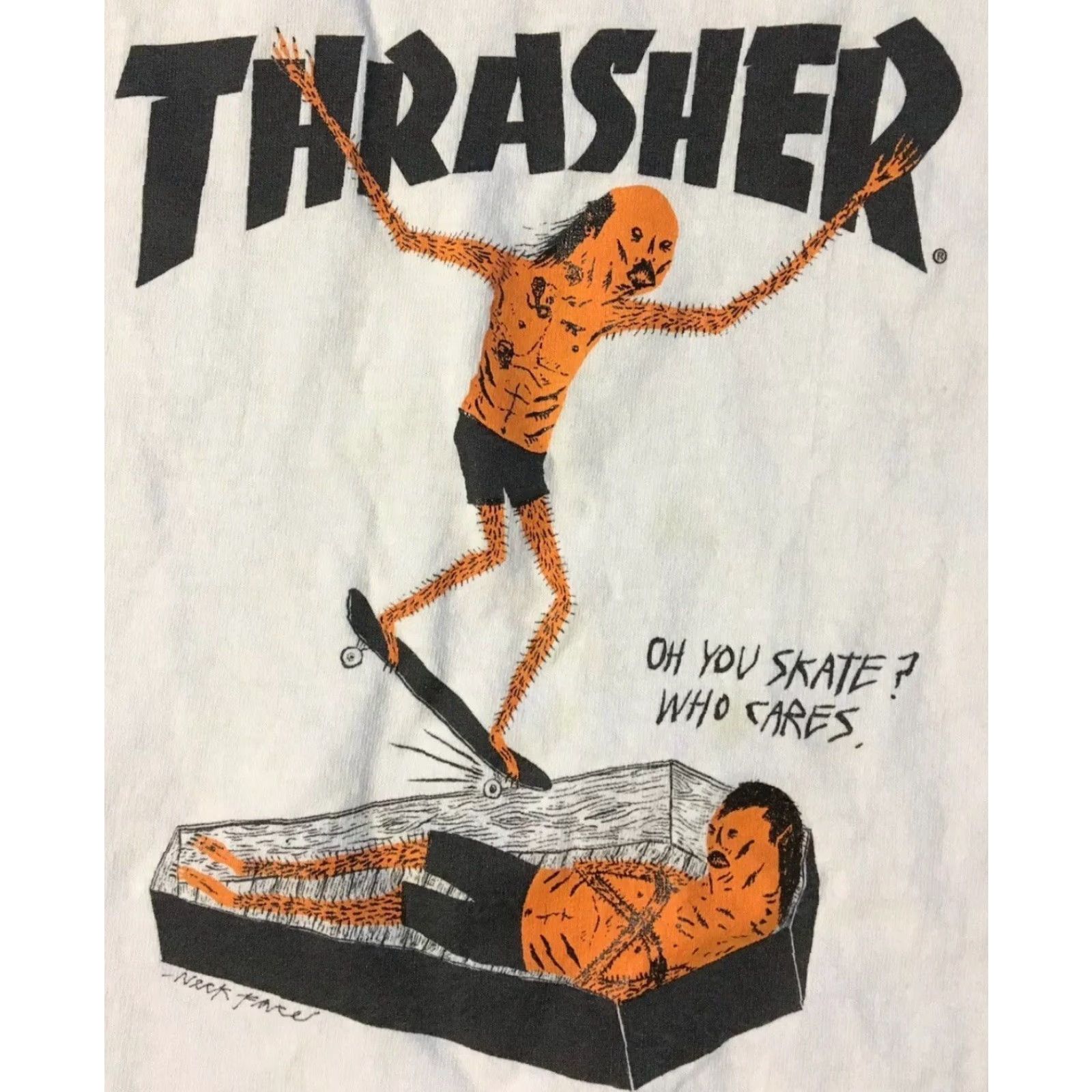 Spitfire VINTAGE Thrasher Neck Face Go Demon Faded Shirt S White Skateboarding 90s Grunge Punk Rock Hip Hop Mens T-Shirt Size US S / EU 44-46 / 1 - 3 Thumbnail