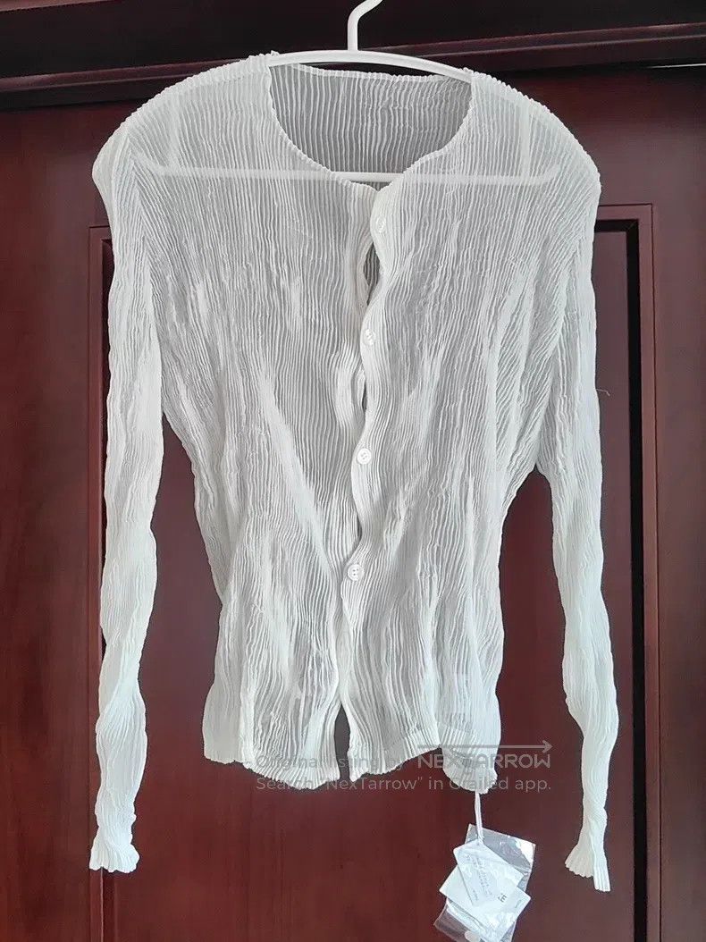 Issey Miyake Issey Miyake White Willow Pattern Cardigan Size S / US 4 / IT 40 - 1 Thumbnail