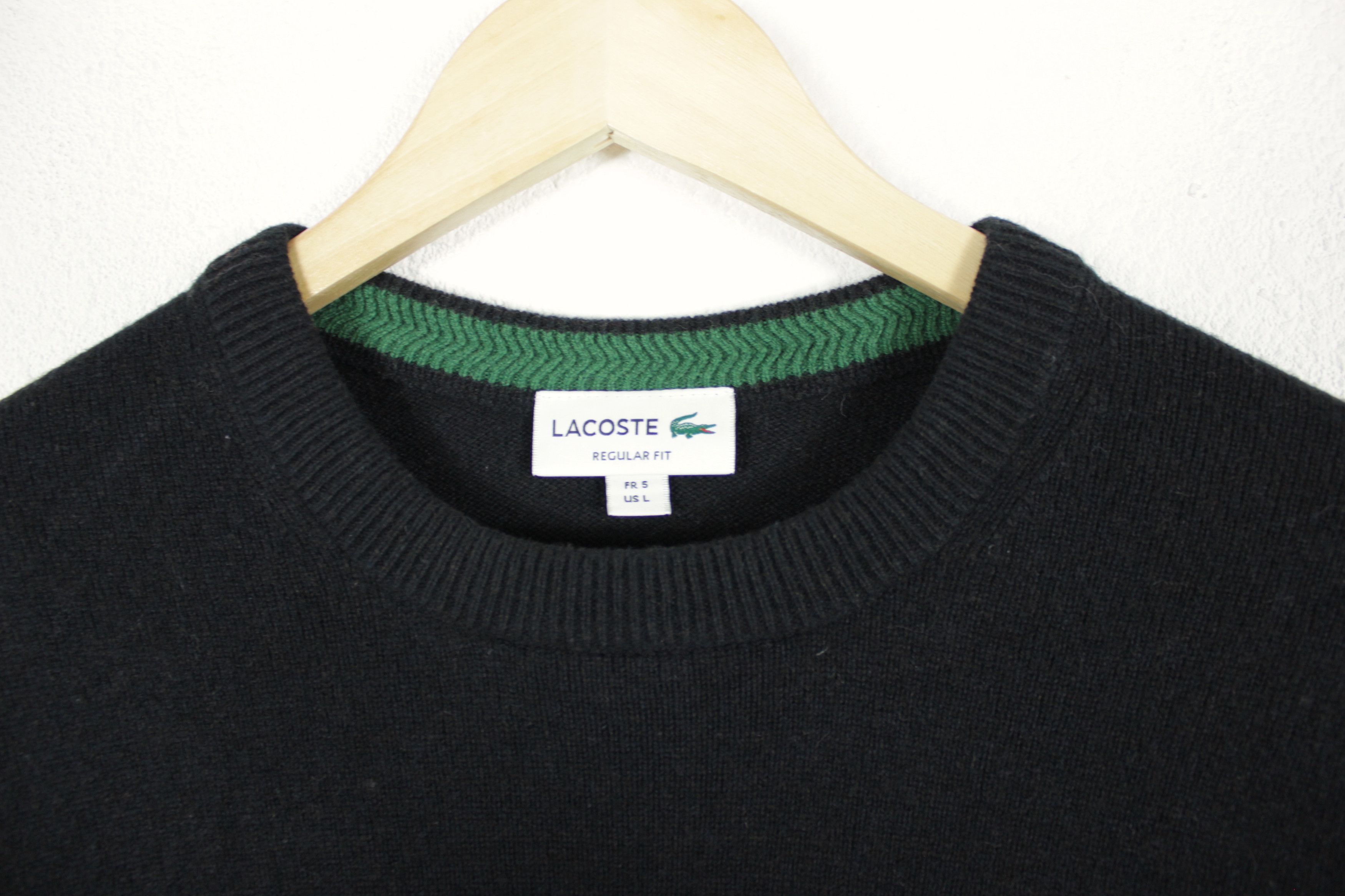 Lacoste × Vintage Vintage Lacoste Croc Logo Black Wool Sweater L Size US L / EU 52-54 / 3 - 4 Thumbnail