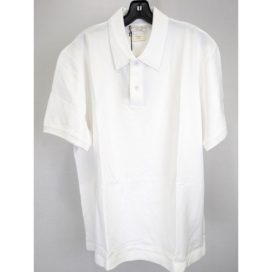 Bottega Veneta o1rshd1 New Piquet Jersey Polo T-Shirt in Optic White Size US L / EU 52-54 / 3 - 3 Thumbnail