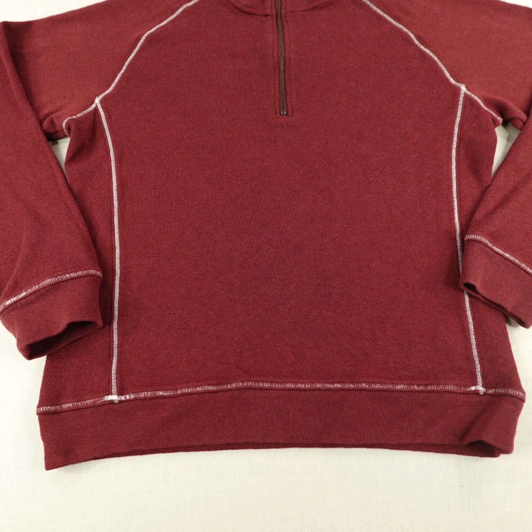 Vintage LL Bean Sweater Men Medium Red 1/4 Zip Pullover Ribbed Traditional Fit Raglan Shirt Mens Size US M / EU 48-50 / 2 - 3 Thumbnail