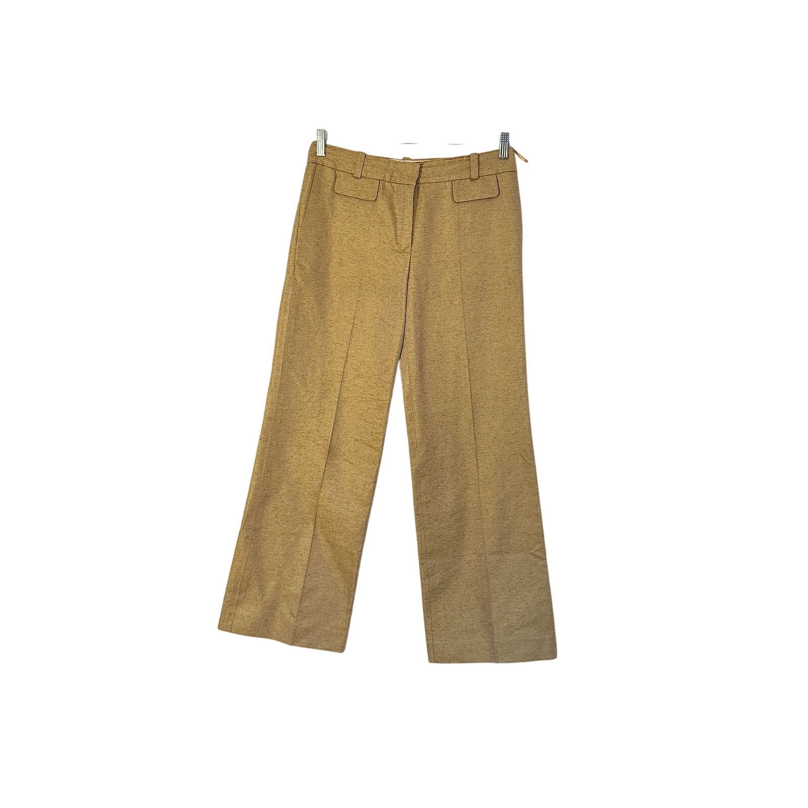 Chloe Chloé Women's Tan Plaid Militay Wool Wide Leg Pants Size 31" - 1 Thumbnail