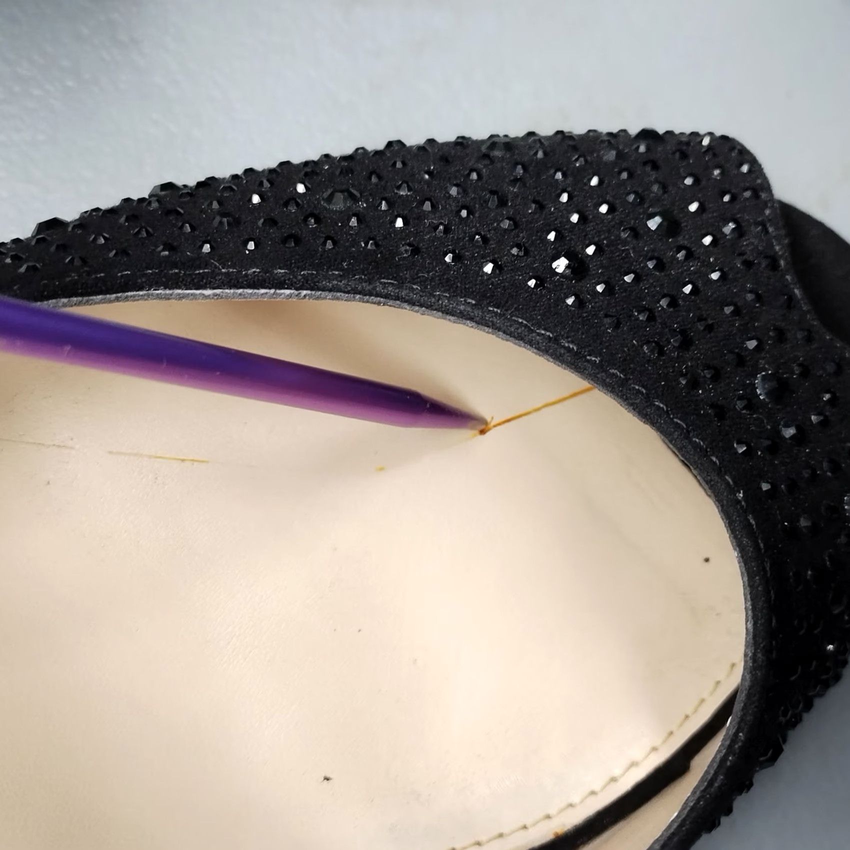 Vintage Unisa Juju Stiletto Pump Heels Womens US Size 8M Black Studded Peep Toe Slip On Size US 8 / IT 38 - 3 Thumbnail