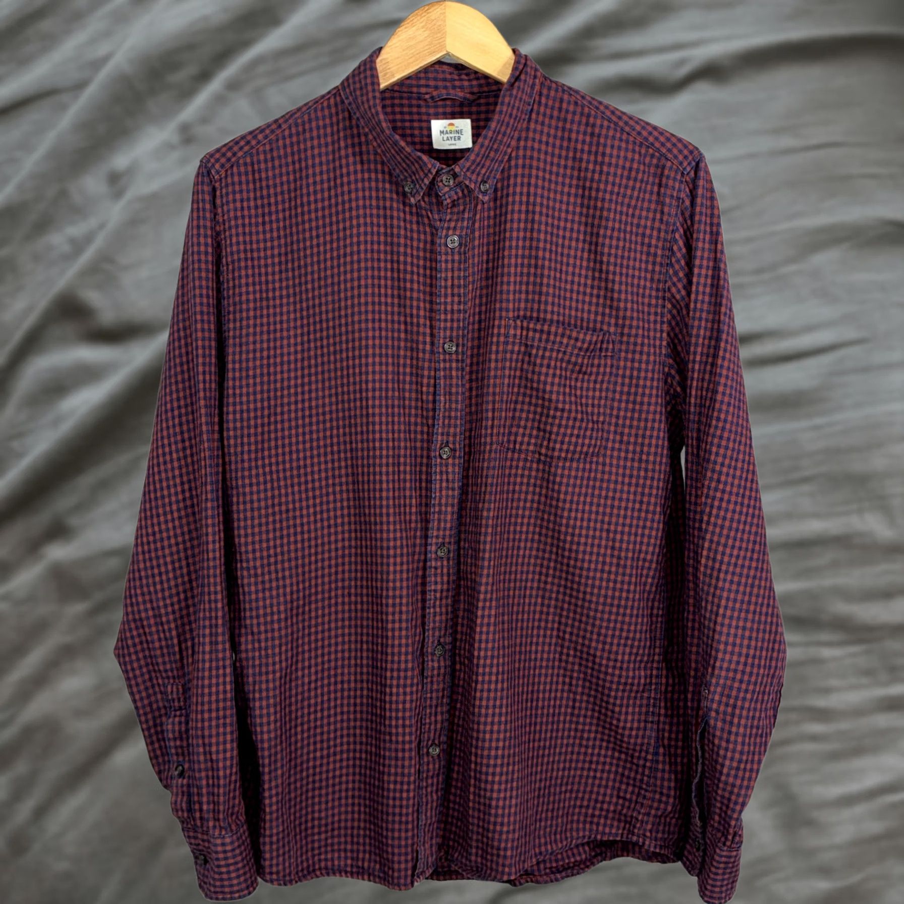 Marine Layer Marine Layer Shirt Mens Large Red Blue Plaid Button Down Long Sleeve Casual Size US L / EU 52-54 / 3 - 1 Thumbnail
