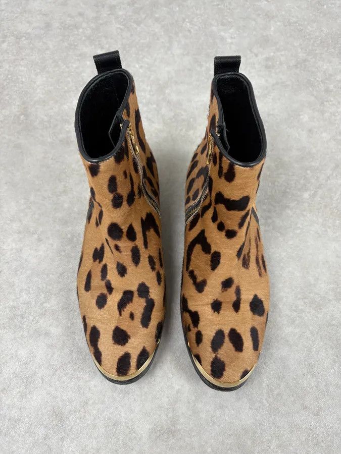 Balmain 2010s Balmain Leopard Print Fur Leather Boots Size US 7 / IT 37 - 2 Thumbnail