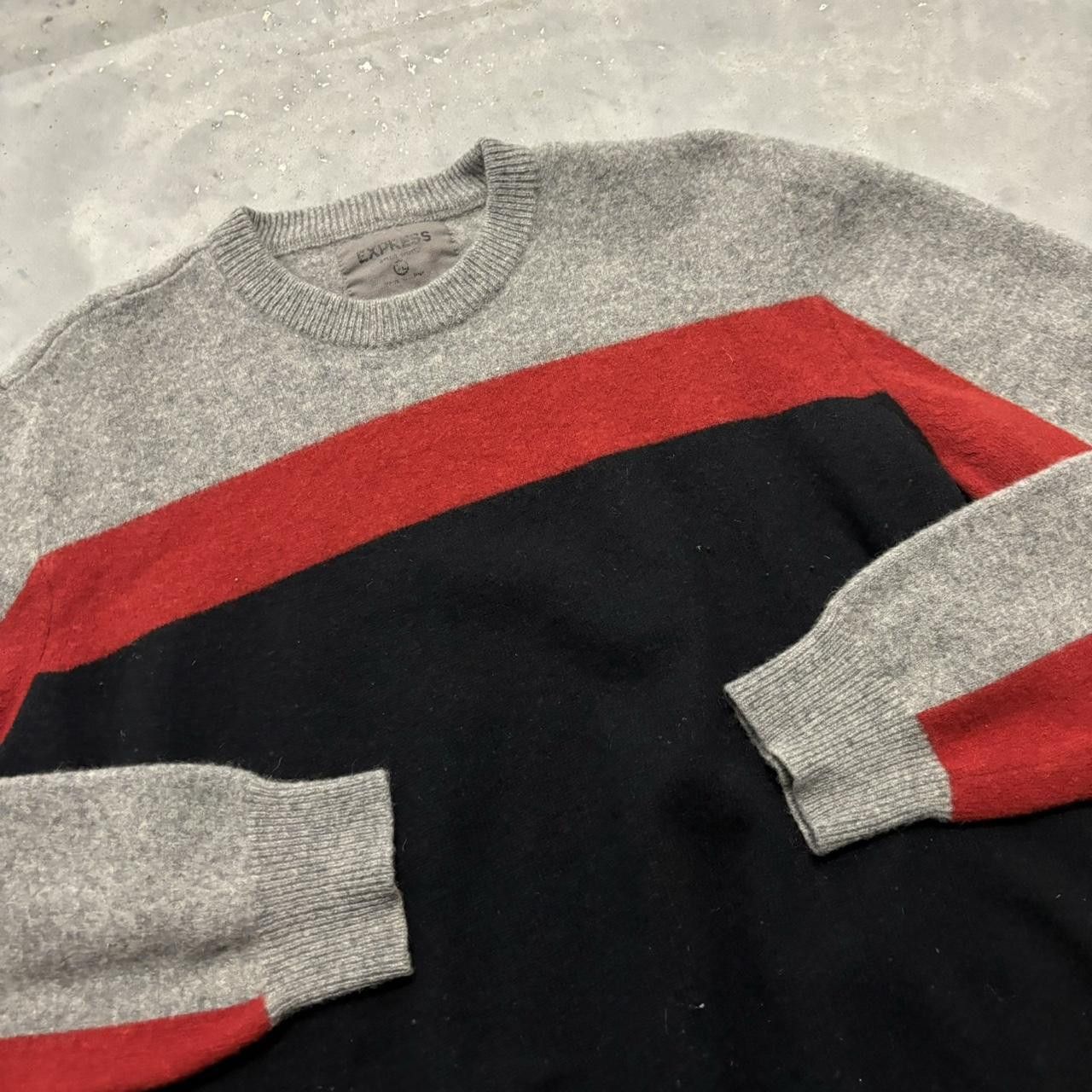 Japanese Brand × Vintage Crazy Vintage Y2K/2000s Grunge Black Red Striped Skater Sweater! Size US S / EU 44-46 / 1 - 3 Thumbnail