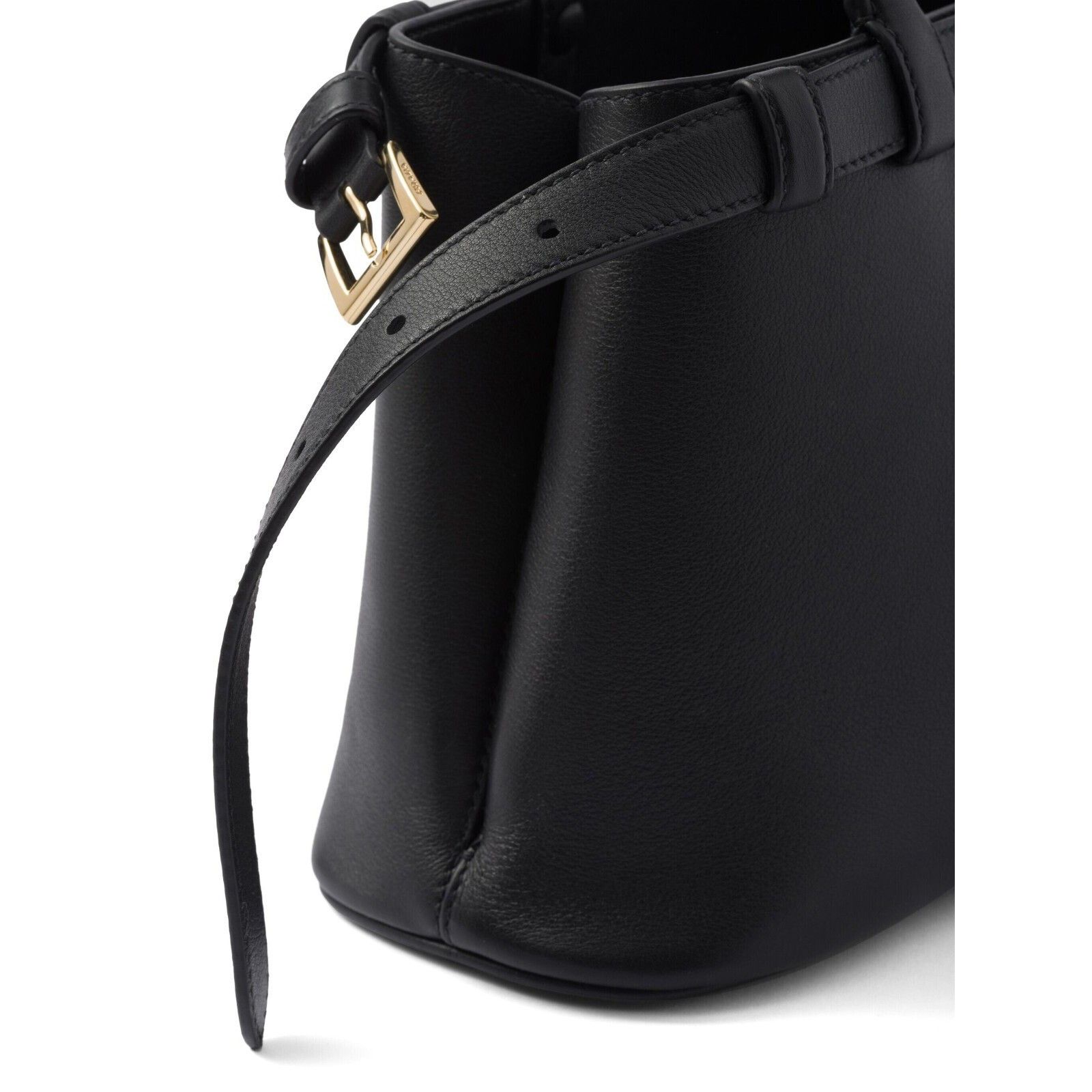 Prada PRADA Buckle Small Black Leather Double Belted Handbag New Size ONE SIZE - 4 Thumbnail