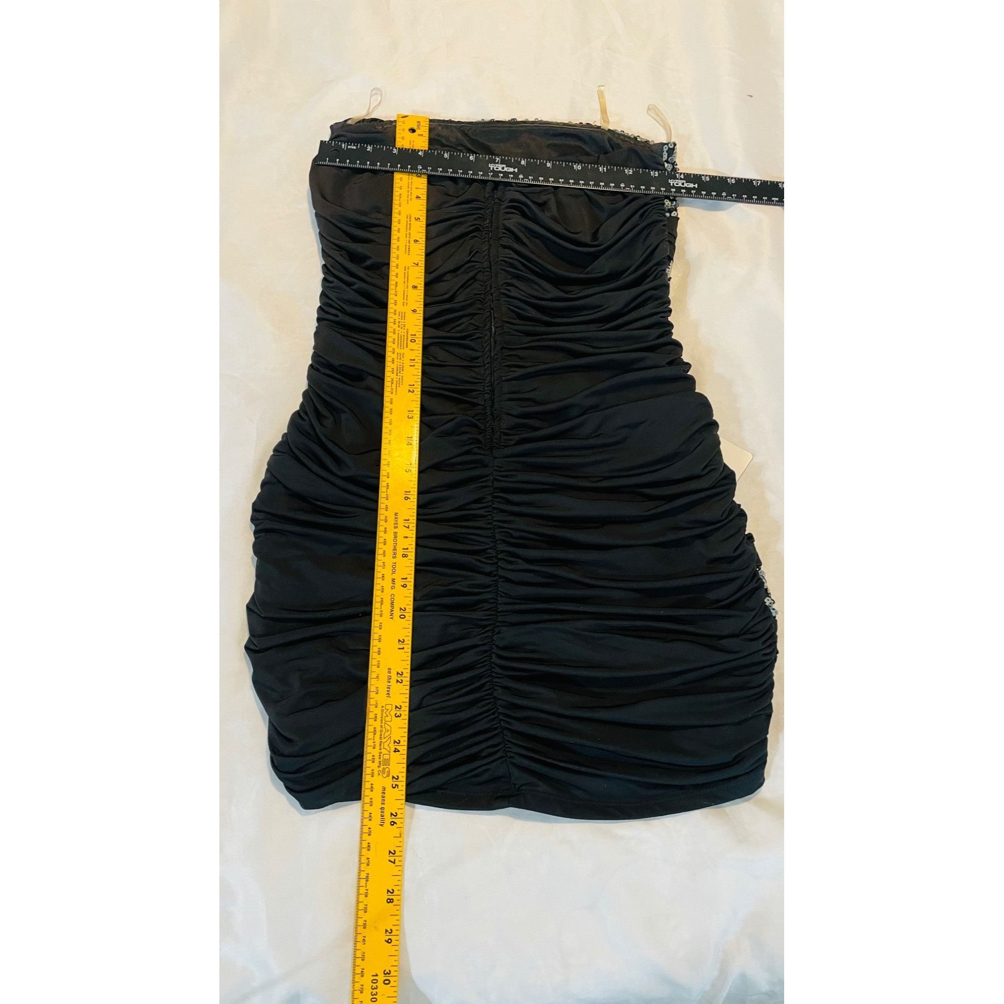 Other Strapless Black Ruched Mini Dress Women Sequins Size M Speec Size M / US 6-8 / IT 42-44 - 3 Thumbnail