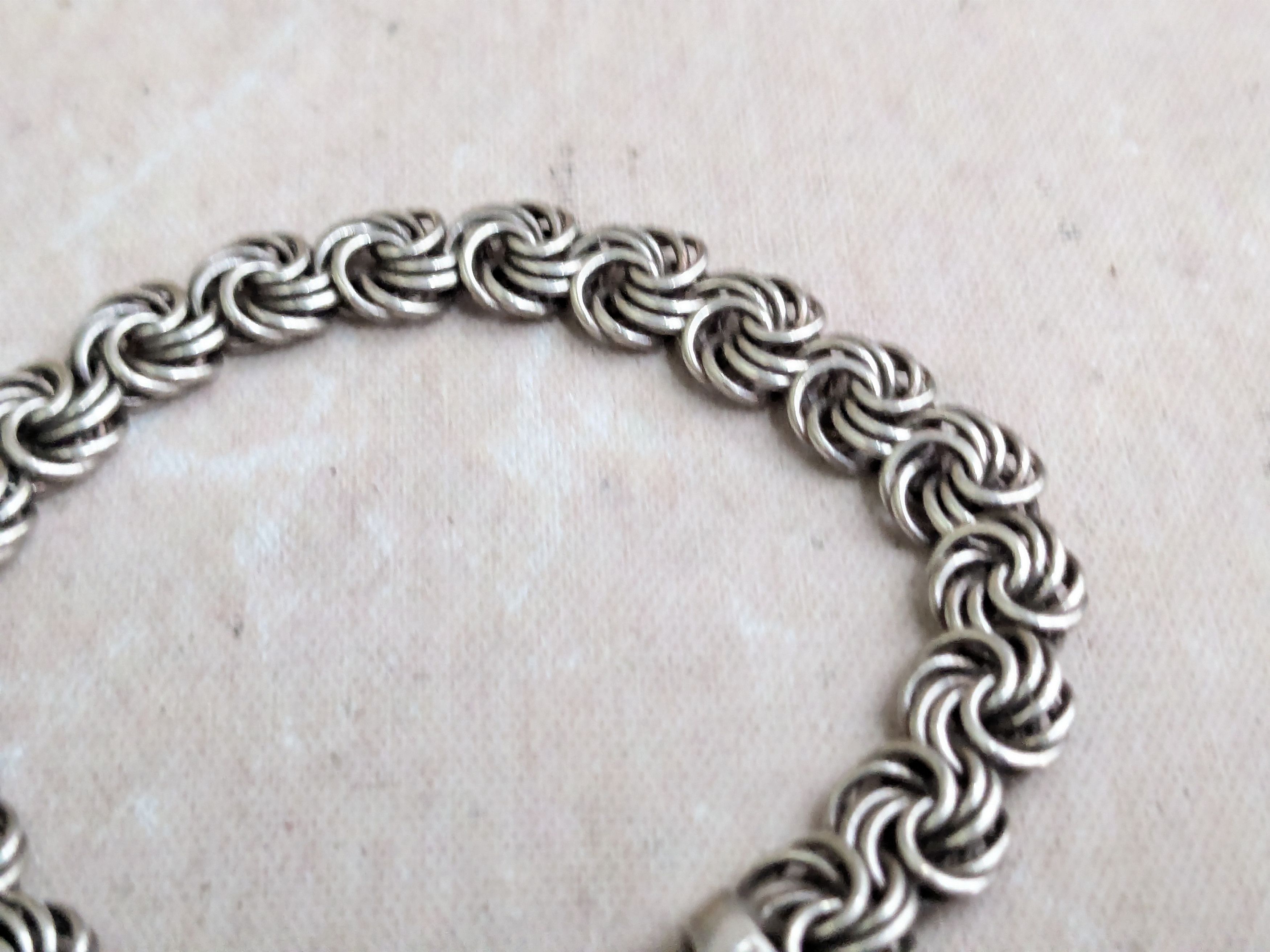 Jewelry Vintage Sterling Silver Bracelet Rosetta 6.5" Italy Size ONE SIZE - 4 Thumbnail