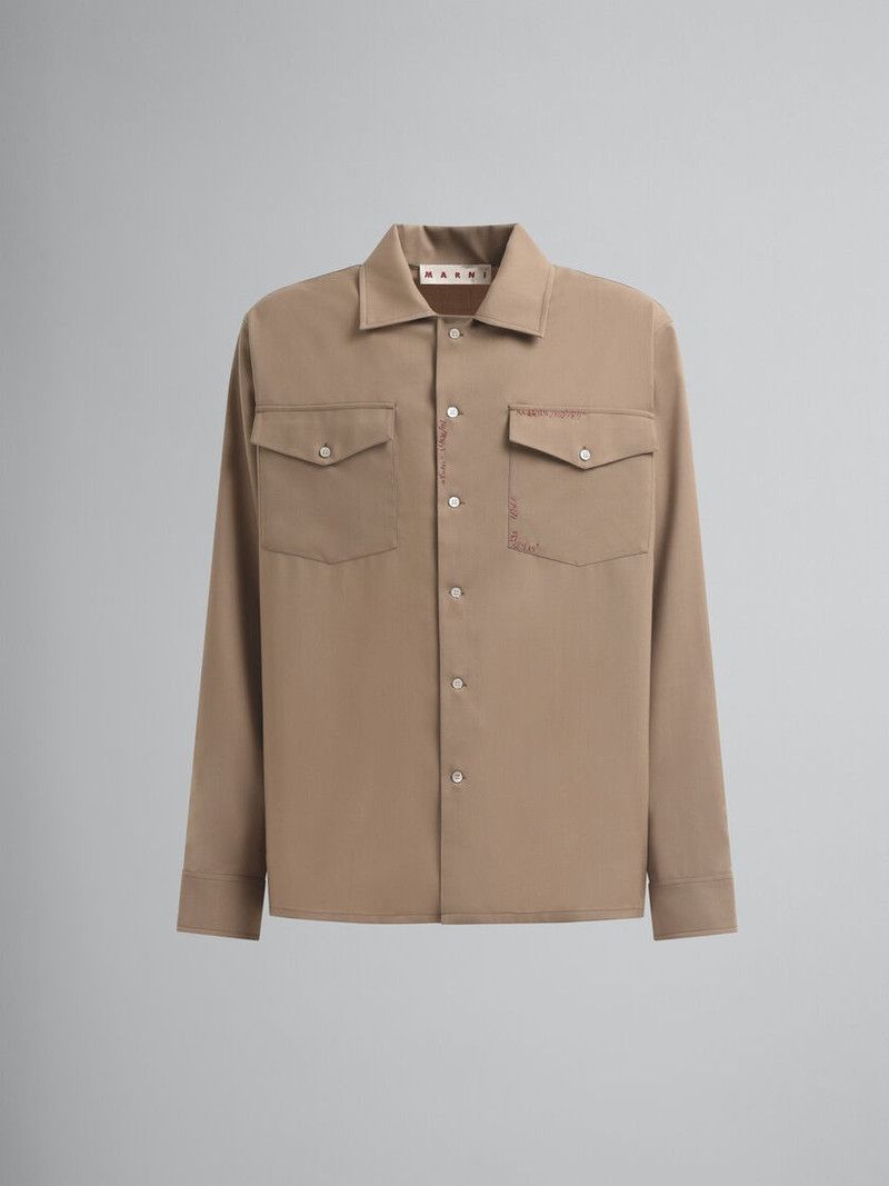 Marni o1w1db11125 Tropical Wool Shirt in Brown Size US XL / EU 56 / 4 - 1 Thumbnail