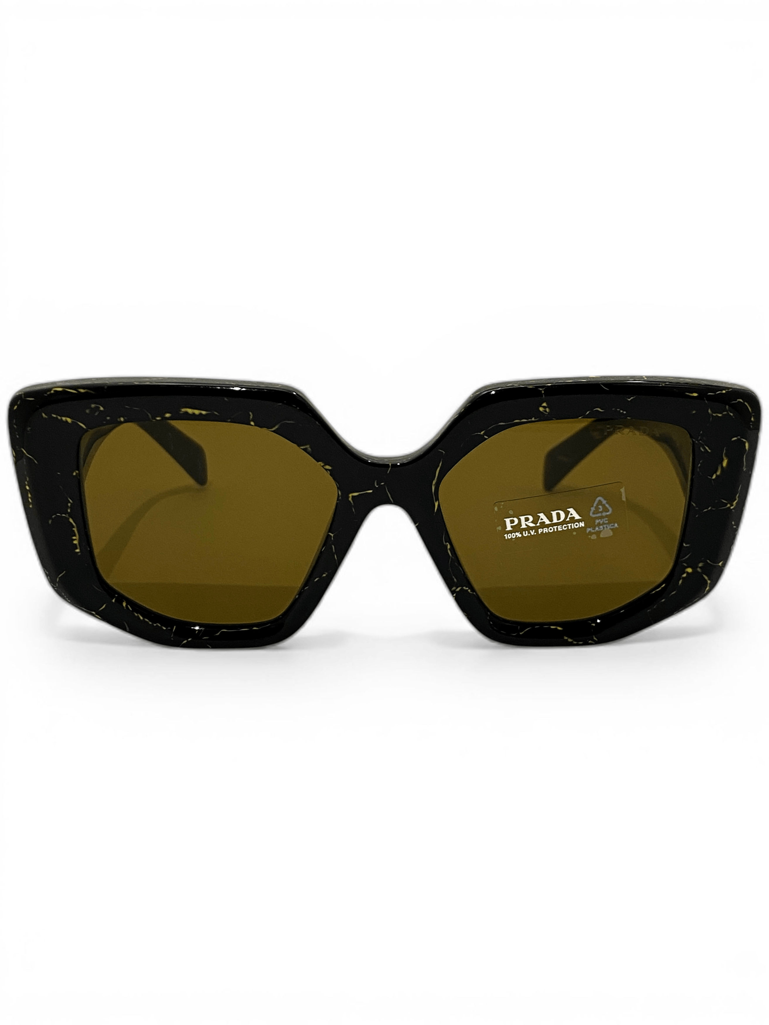 Prada Prada Triangle Logo Oversized Retro Symbol Black Sunglasses Size ONE SIZE - 10 Thumbnail
