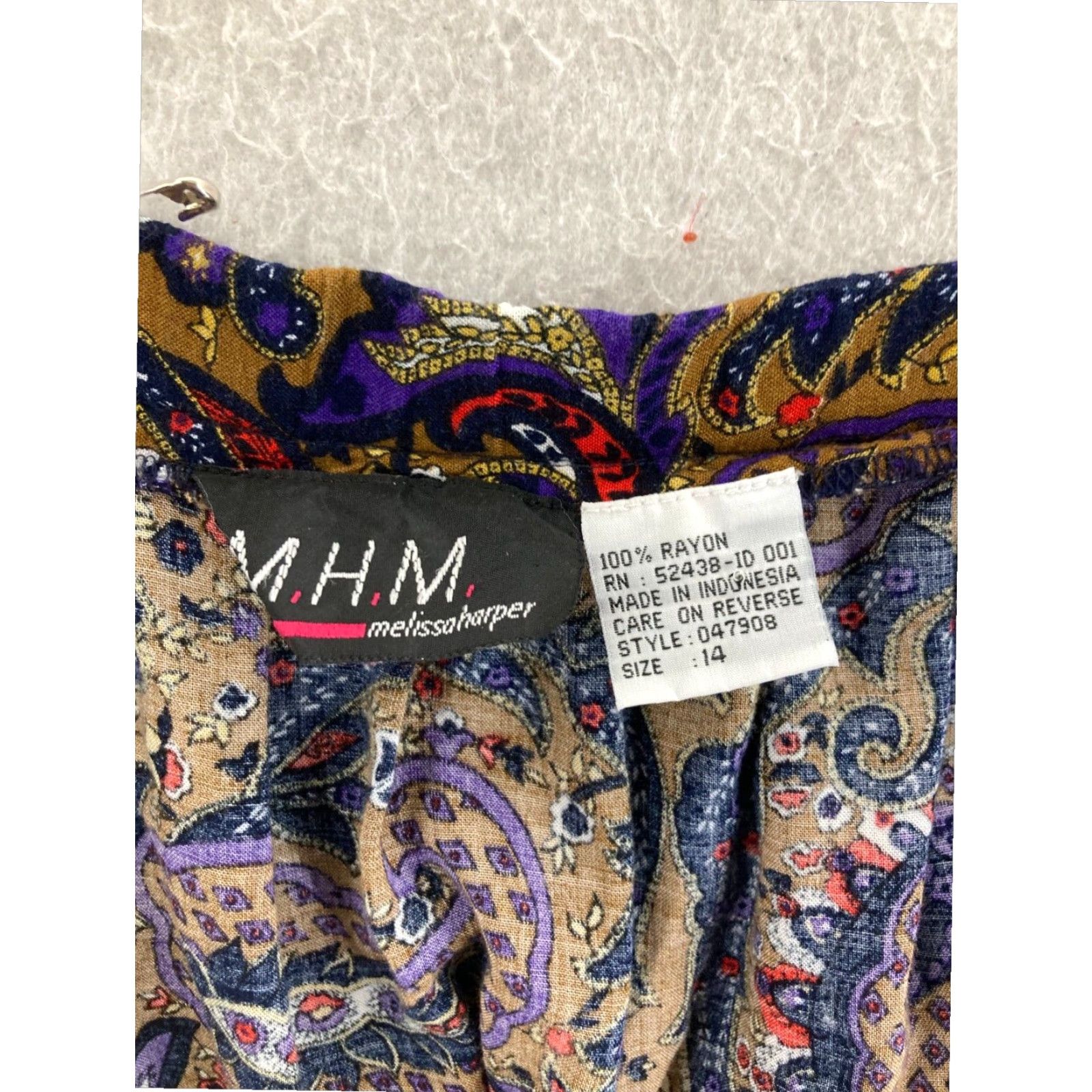Melissa Melissa Harper Womens 14 Paisley Vintage Rayon Skirt Size 36" / US 14 / IT 50 - 6 Thumbnail