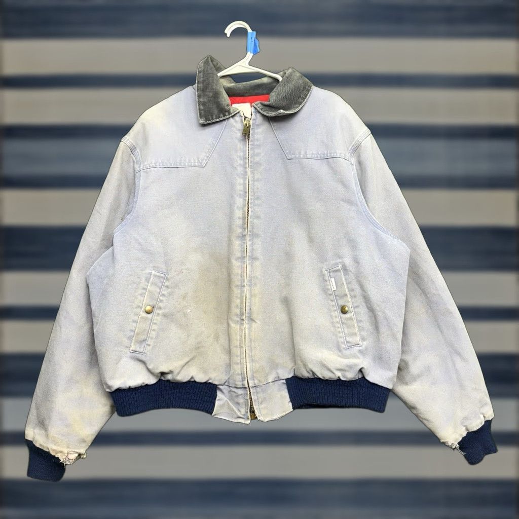 Carhartt VINTAGE Carhartt Santa Fe Jacket Mens XL Light Steel Blue Red Liner Bomber JQ168 Size US XL / EU 56 / 4 - 1 Thumbnail