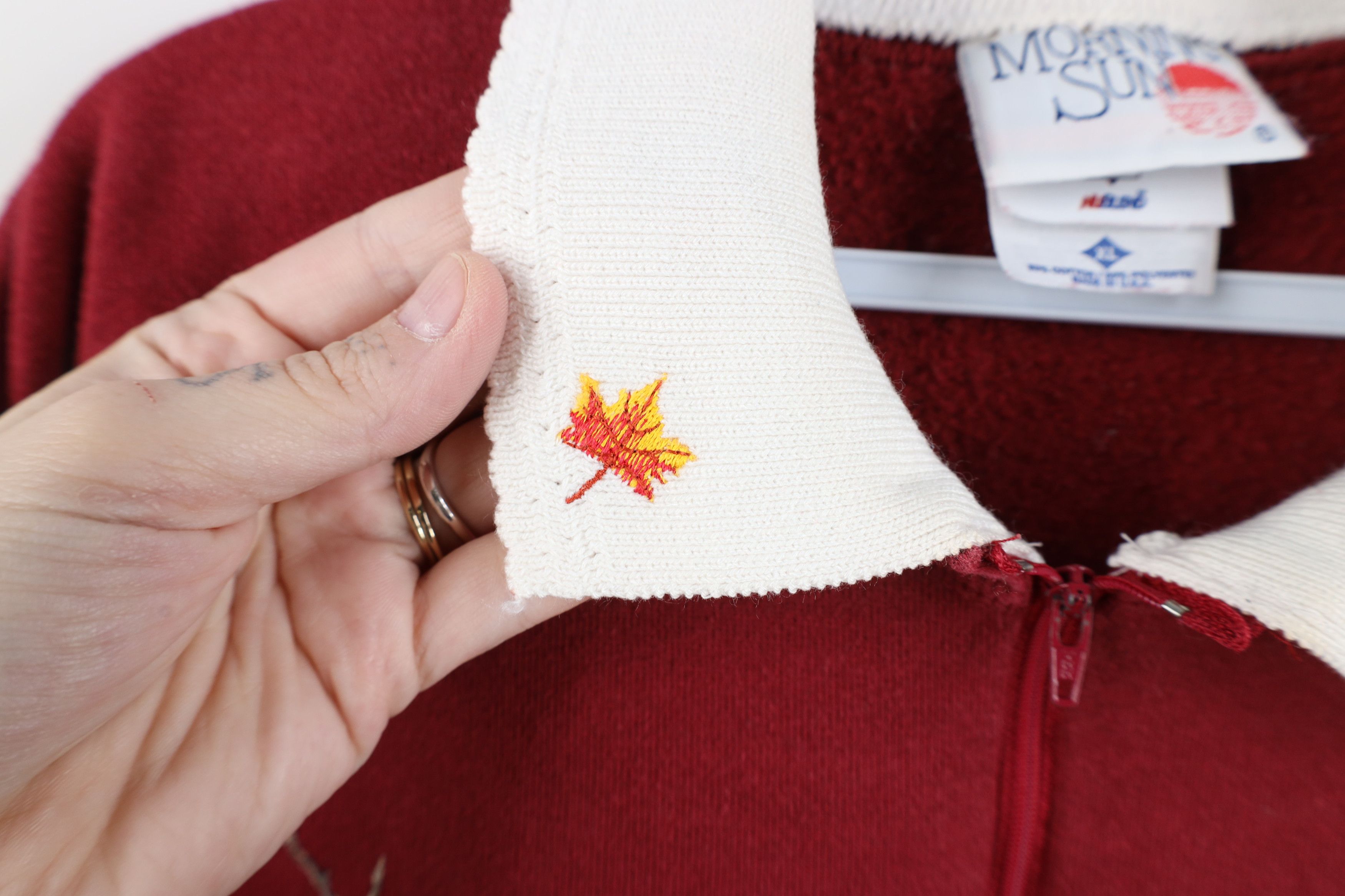 Vintage Vintage 90s Streetwear Bird Collared Sweatshirt Red USA Size XL / US 12-14 / IT 48-50 - 4 Thumbnail