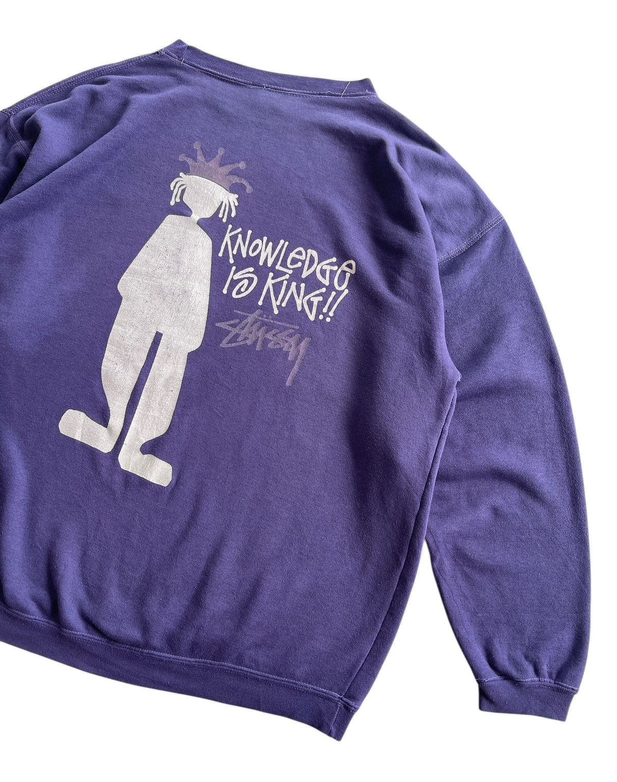 Stussy 90s Stussy "Knowledge Is King" Faded Crewneck Sweatshirt Size US L / EU 52-54 / 3 - 5 Thumbnail