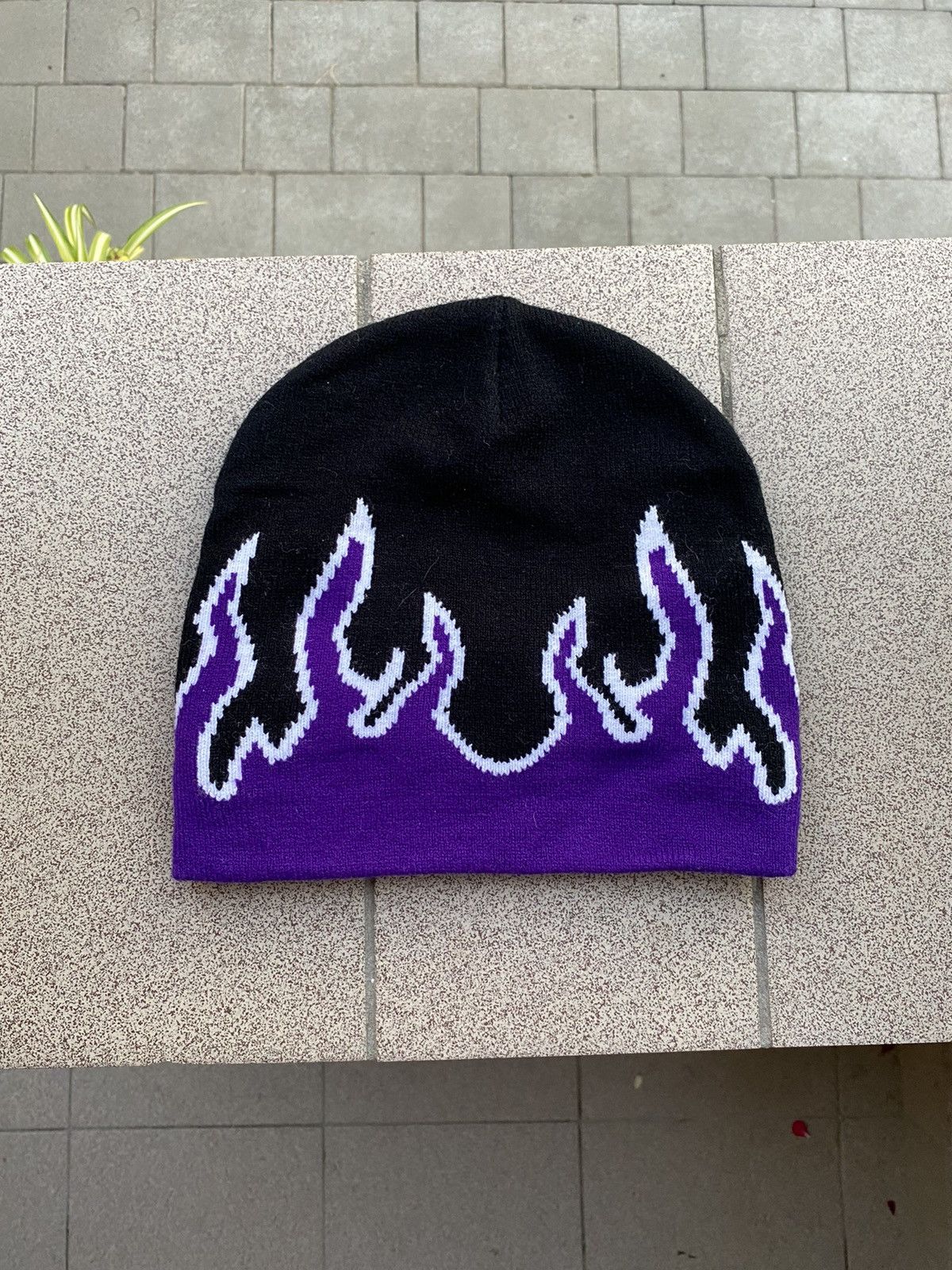 Japanese Brand Y2K crazy flames overprint beanie japan style hat Size ONE SIZE - 2 Thumbnail