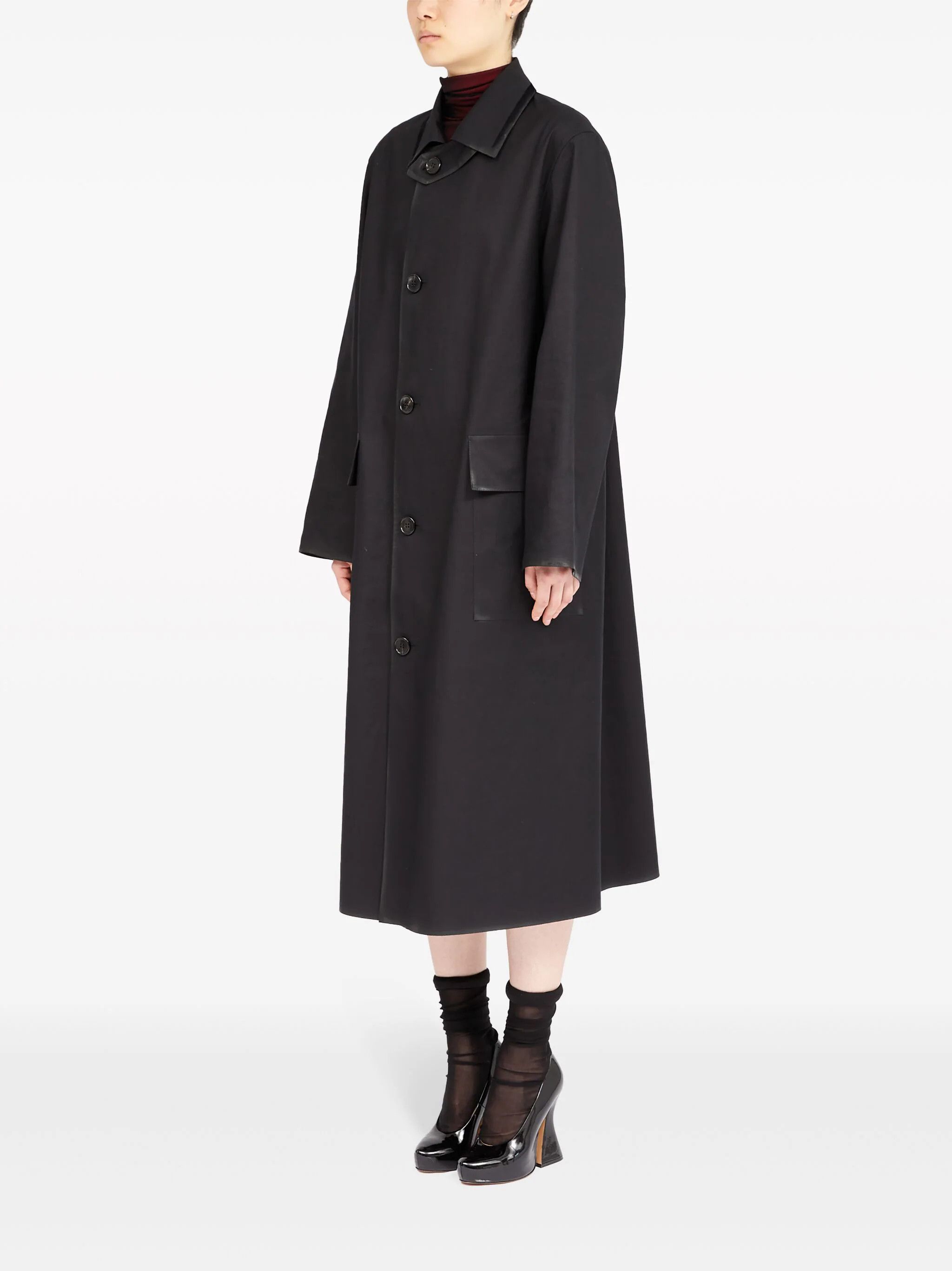 Maison Margiela o1s22i1n0724 Oversized Cotton Coat in Black Size S / US 4 / IT 40 - 4 Thumbnail