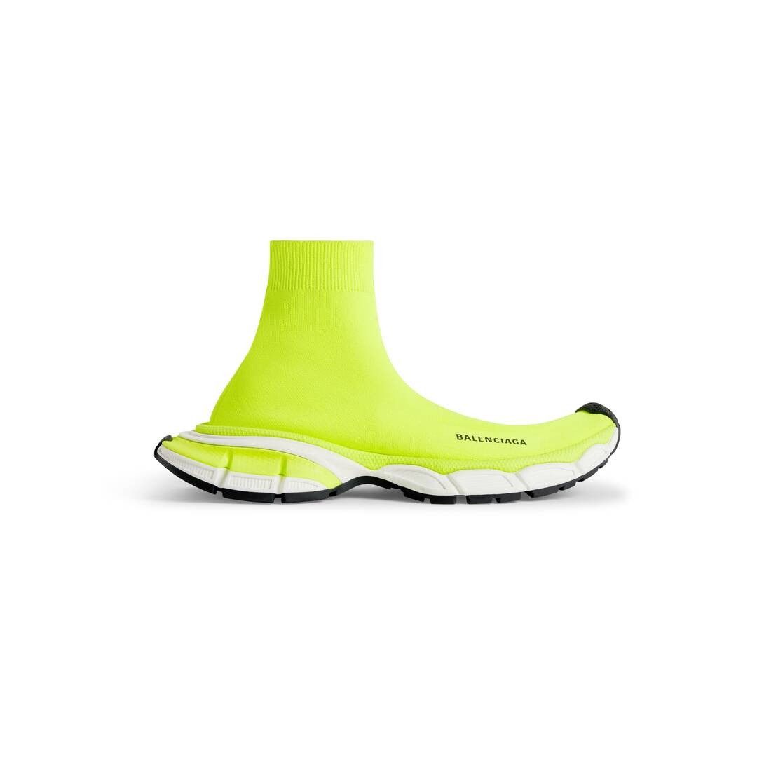 o1w1db10425 3XL Sock Recycled Knit Sneakers in Fluo Yellow