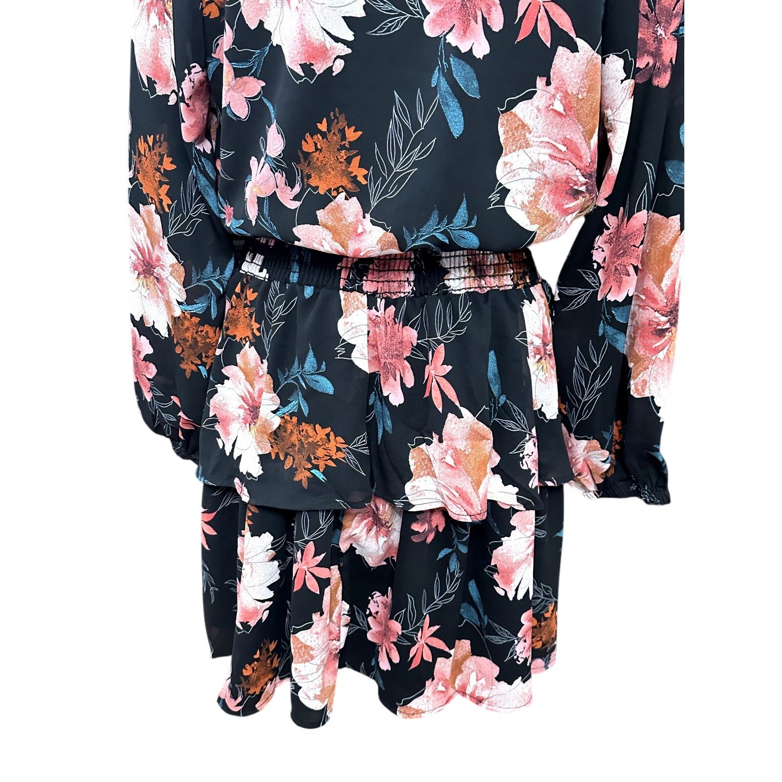 Other West K Mini Dress Floral Long Sleeve Mock Neck Multicolor S Size S / US 4 / IT 40 - 7 Thumbnail