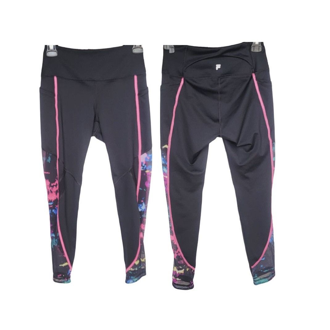 Fila NEW Sz S Fila Sport Black Athletic sport Leggings Pink Purpl Size 24" / US 00 / IT 34 - 1 Thumbnail