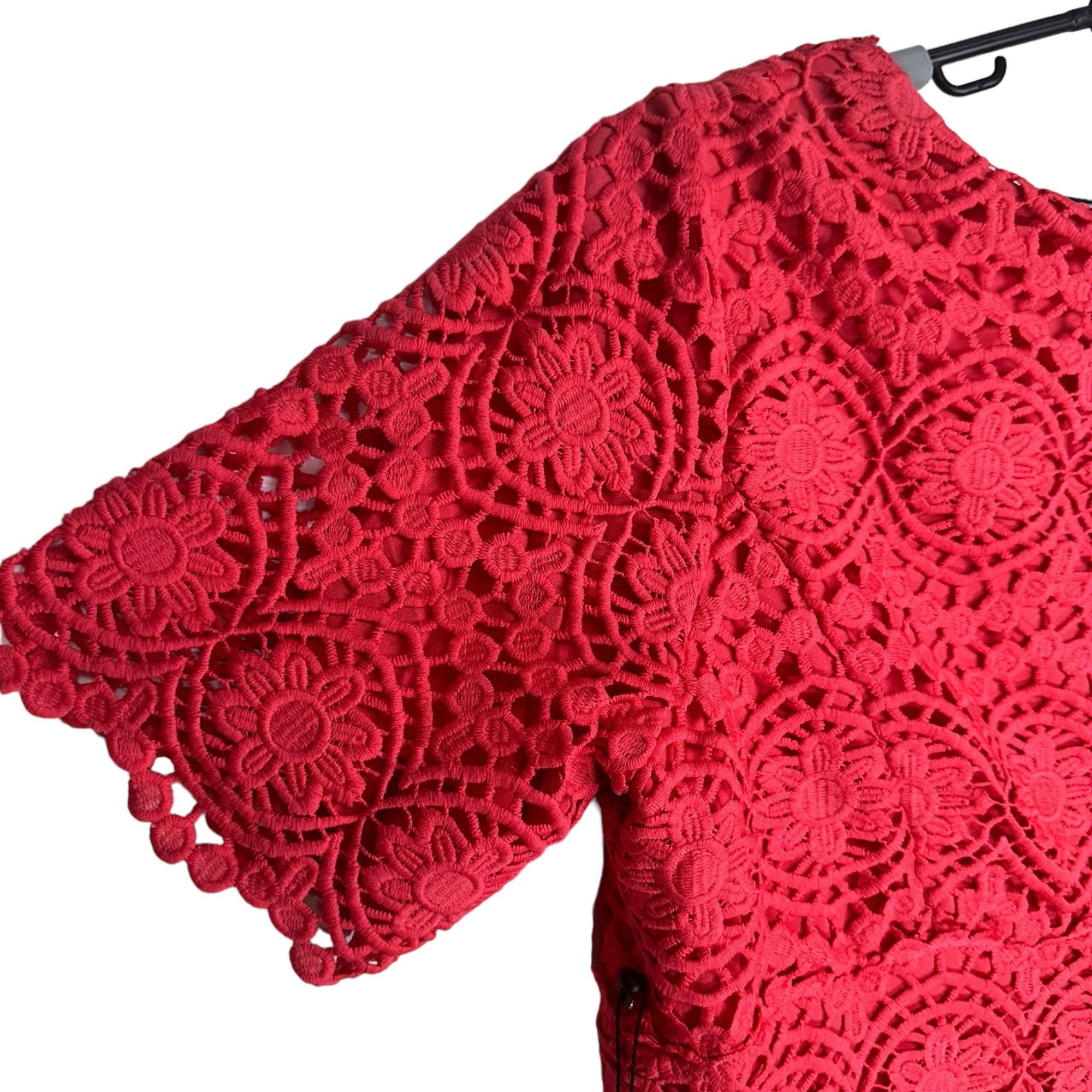 Adrianna Papell Adrianna Papell Coral Lace Crochet & Pleated V Neck Dress 16 Size XXL / US 16-18 / IT 52-54 - 4 Thumbnail
