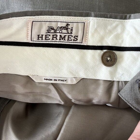 Hermes HERMES Cotton Wool Flat Front Seamed Trousers Pants Sz 44 Size US 36 / EU 52 - 7 Thumbnail