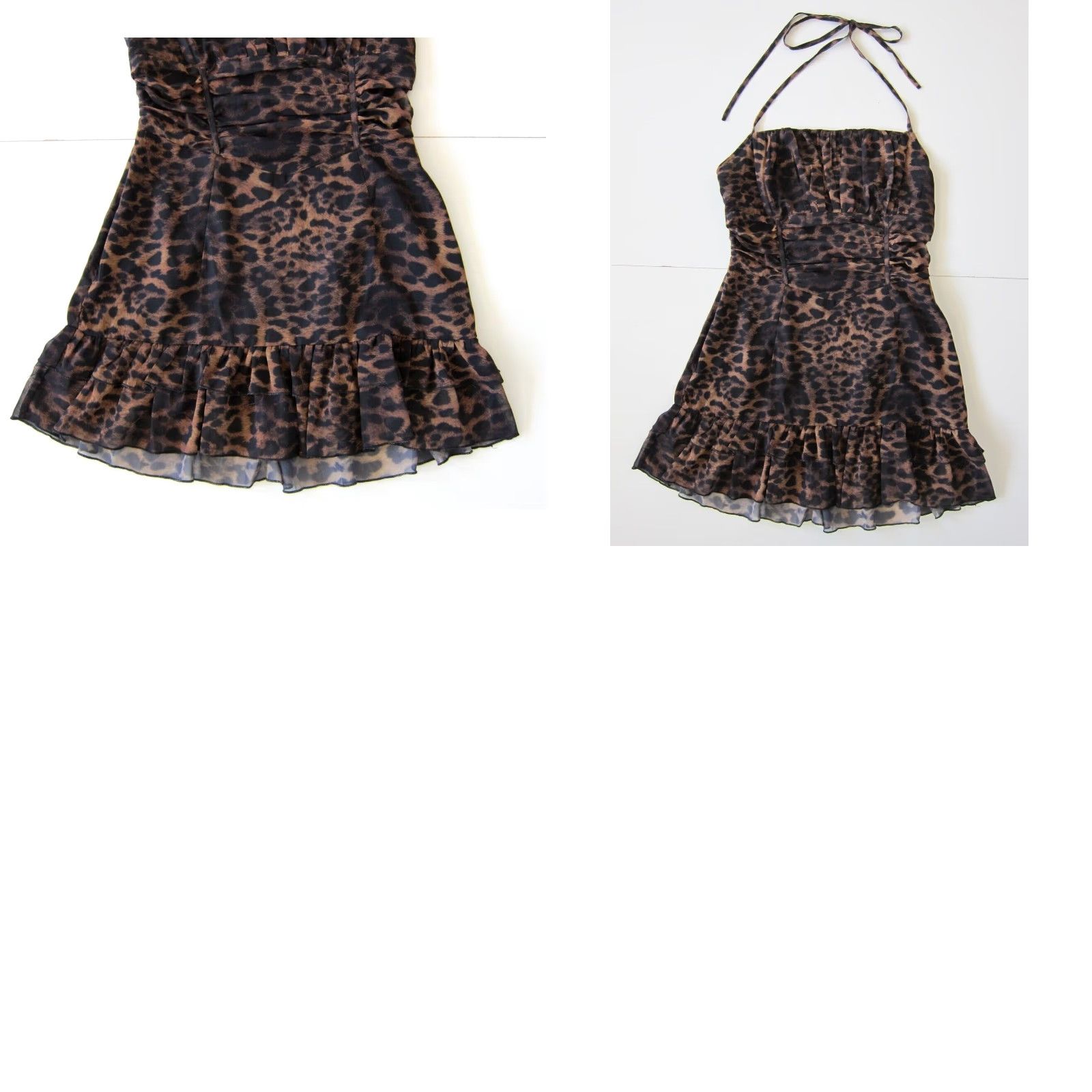 PrettyLittleThing PRETTYLITTLETHING Brown Leopard Woven Halter Neck Bodycon Dress 10 NWT Women 10 Brown Leopard Animal Print Halter Dress Size L / US 10 / IT 46 - 8 Thumbnail