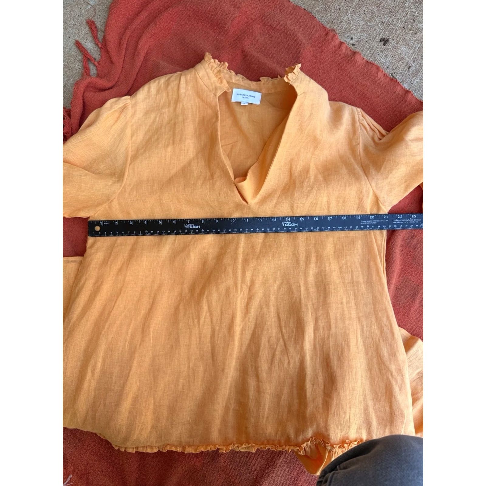 Vintage Elizabeth james the label Orange Dress Mini Shirt Womens L Orange Cotton Linen Short Sleeve Casual Spring Summer 90s? Size L / US 10 / IT 46 - 8 Thumbnail