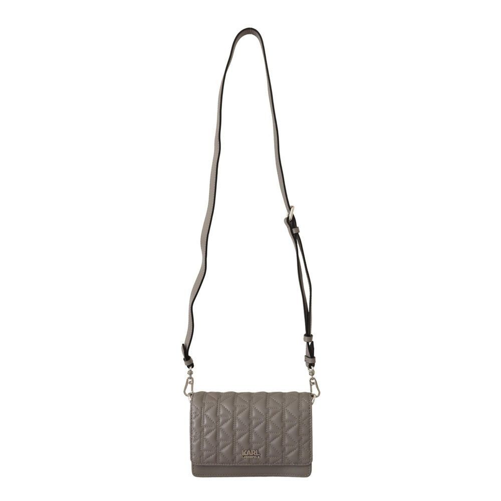 Karl Lagerfeld Karl Lagerfeld Light Grey Leather Crossbody Bag Size ONE SIZE - 2 Thumbnail