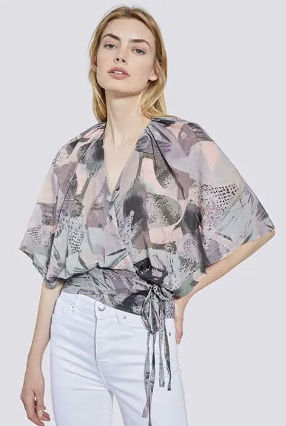Iro IRO Paris Bernie Pleated Printed Cotton Gauze Wrap Blouse Size S / US 4 / IT 40 - 2 Thumbnail