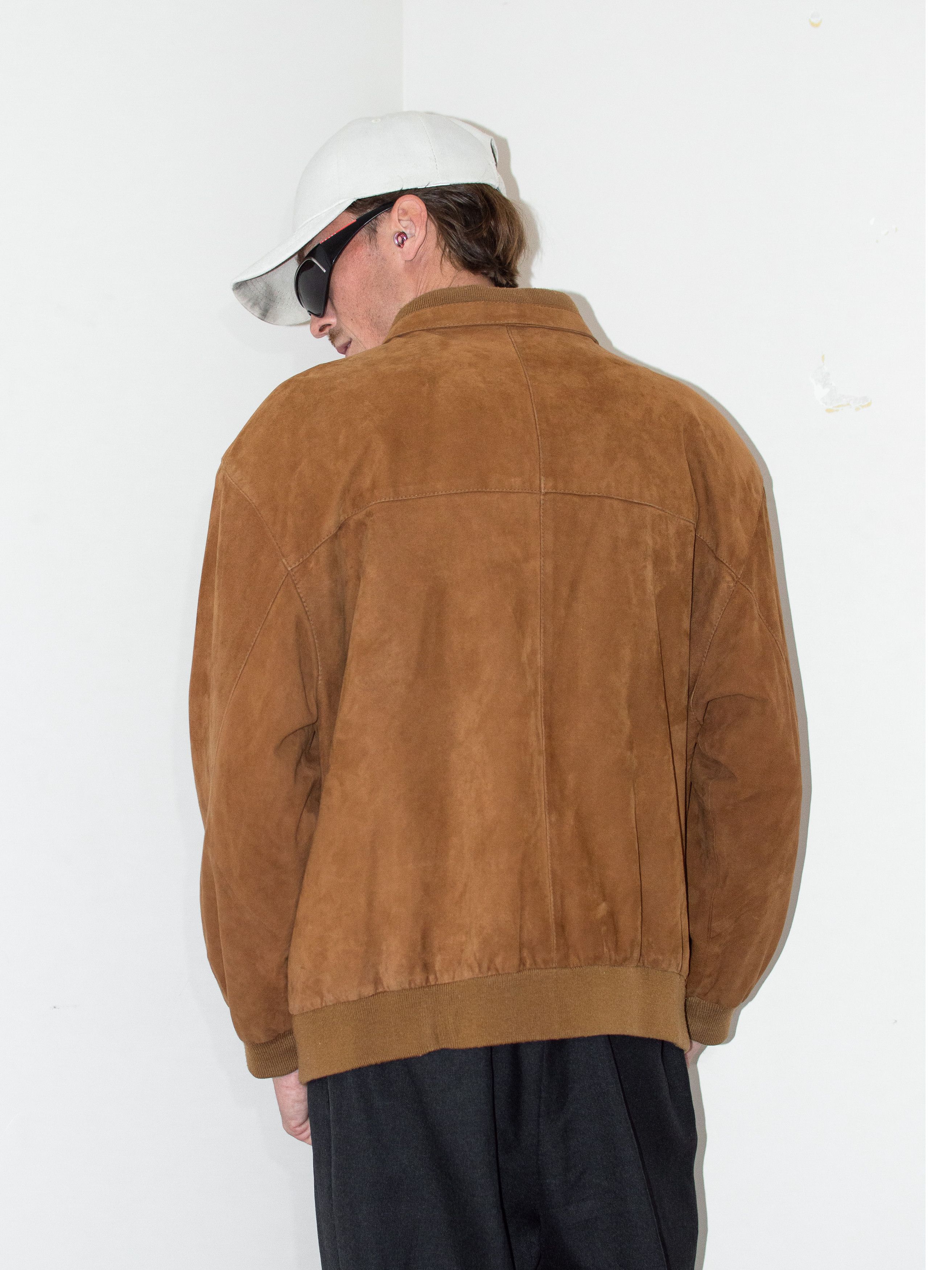 Japanese Brand × Vintage Vintage 80s Camel Real Leather Bomber Jacket Size US M / EU 48-50 / 2 - 2 Thumbnail
