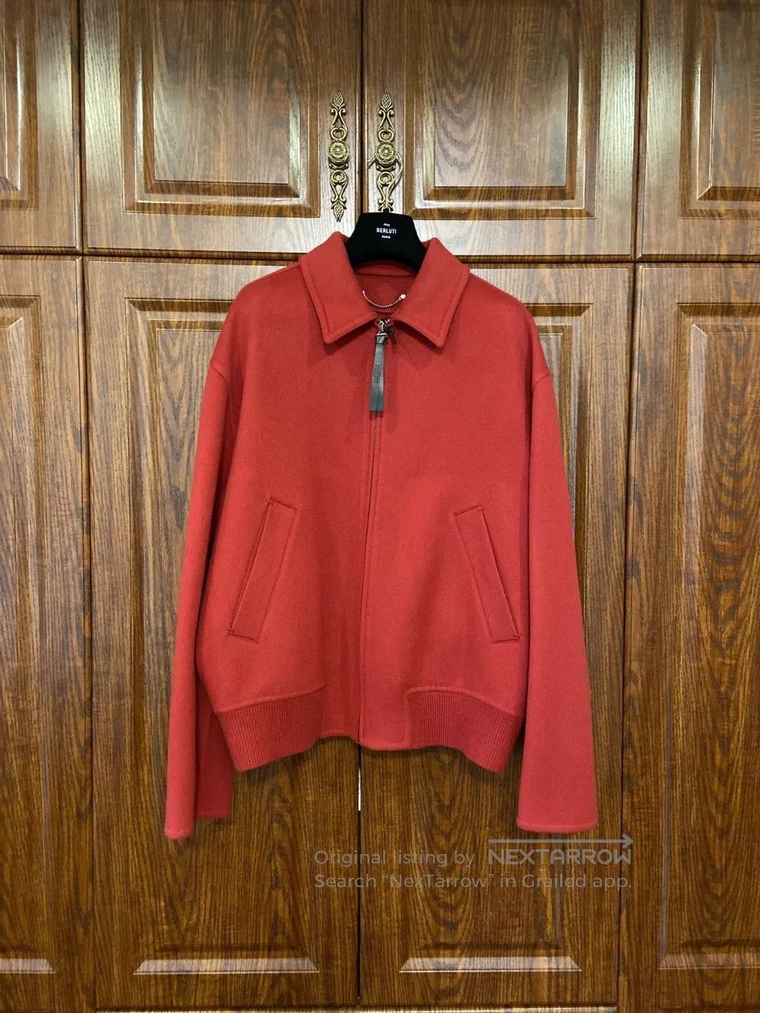Berluti Red Collared Zip-Up Jacket Size L. Size US L / EU 52-54 / 3 - 2 Thumbnail