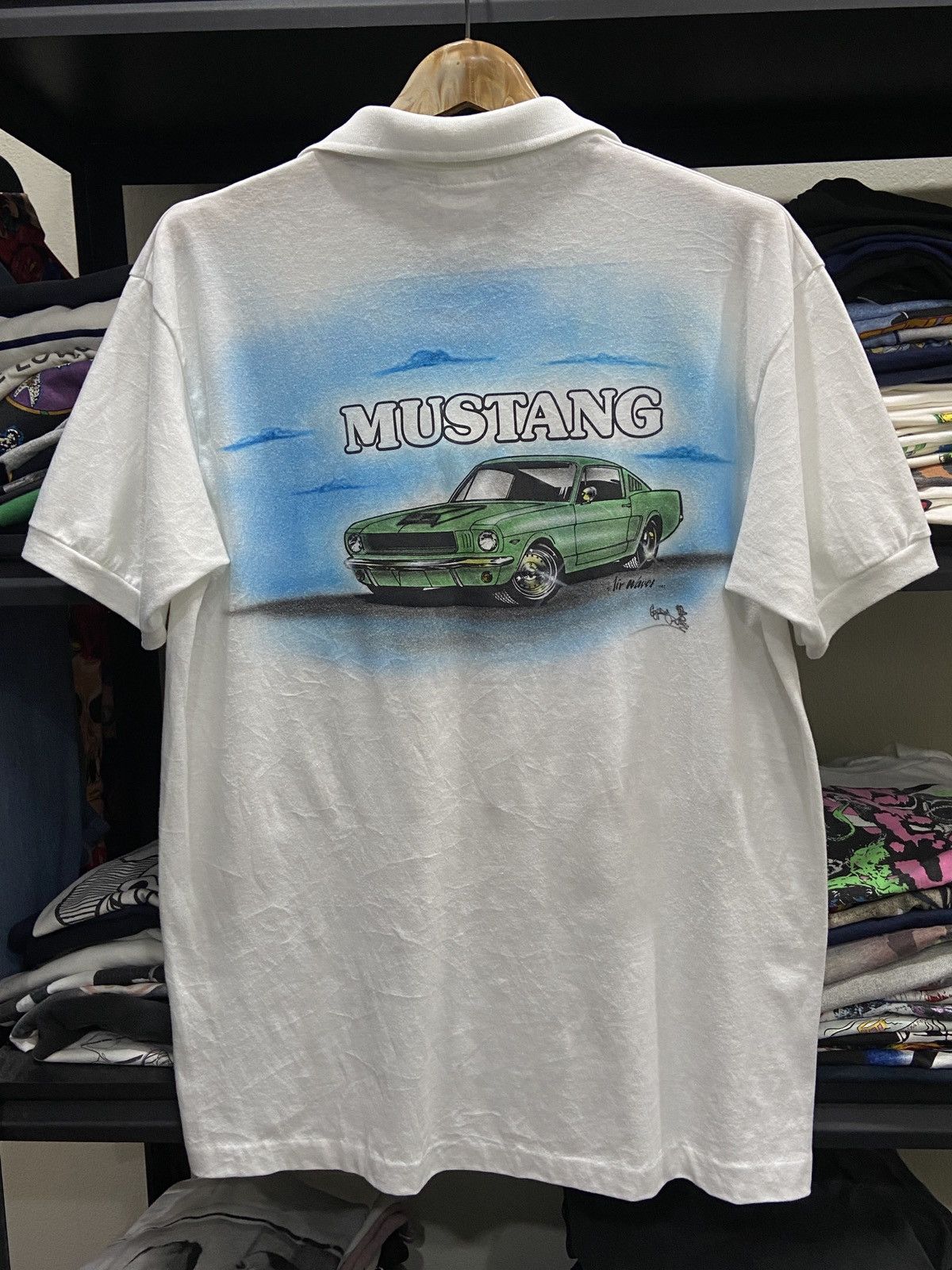 Mustang Vintage 80s Mustang Muscle Car Anvil Polo TShirt Size US L / EU 52-54 / 3 - 1 Thumbnail