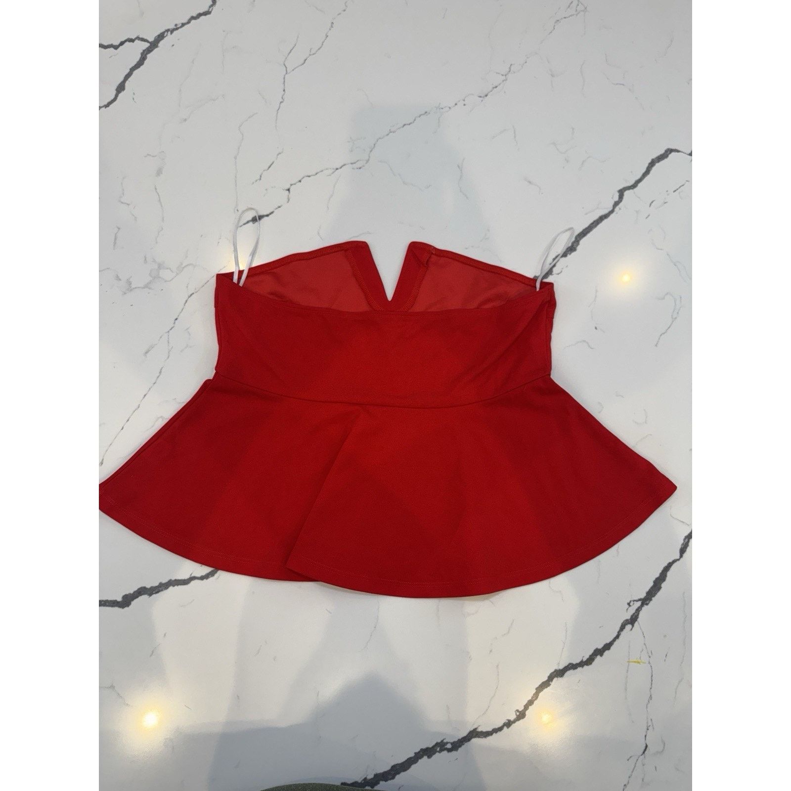 Other Red Strapless Peplum Top V Notch Sweetheart Bustier L Size L / US 10 / IT 46 - 4 Thumbnail