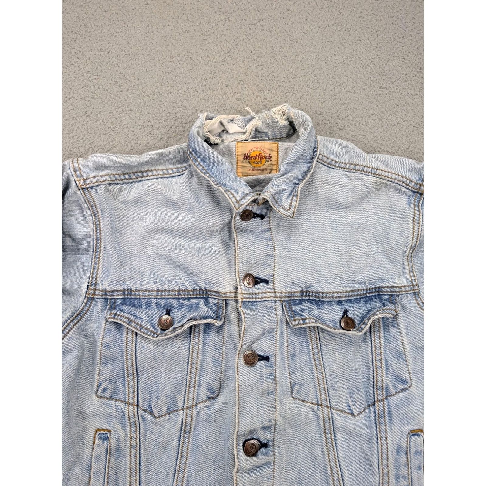 Hard Rock Cafe VINTAGE Hard Rock Cafe Jacket Womens Small Denim Embroidered New York 90s Grunge Jacket Womens Small Denim Embroidered New York 90s Grunge Size S / US 4 / IT 40 - 2 Thumbnail