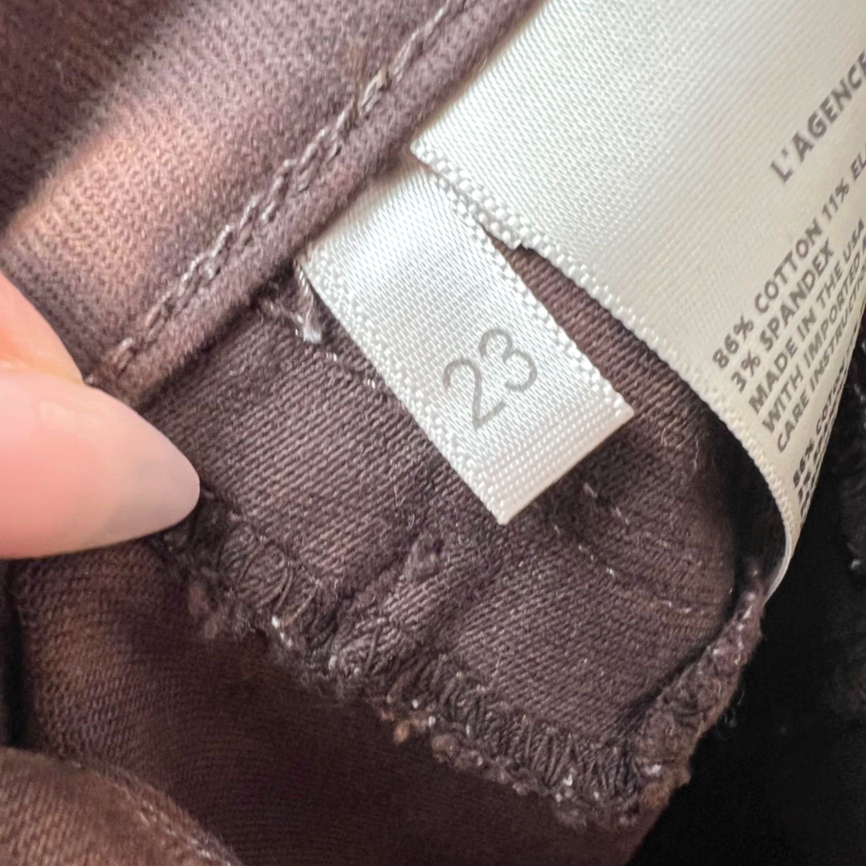 L'AGENCE VINTAGE L'AGENCE Jeans Flared Womens 23 Brown Faux Leather Distressed Look 5-Pocket Denim Size 40" / US 18 - 4 Thumbnail