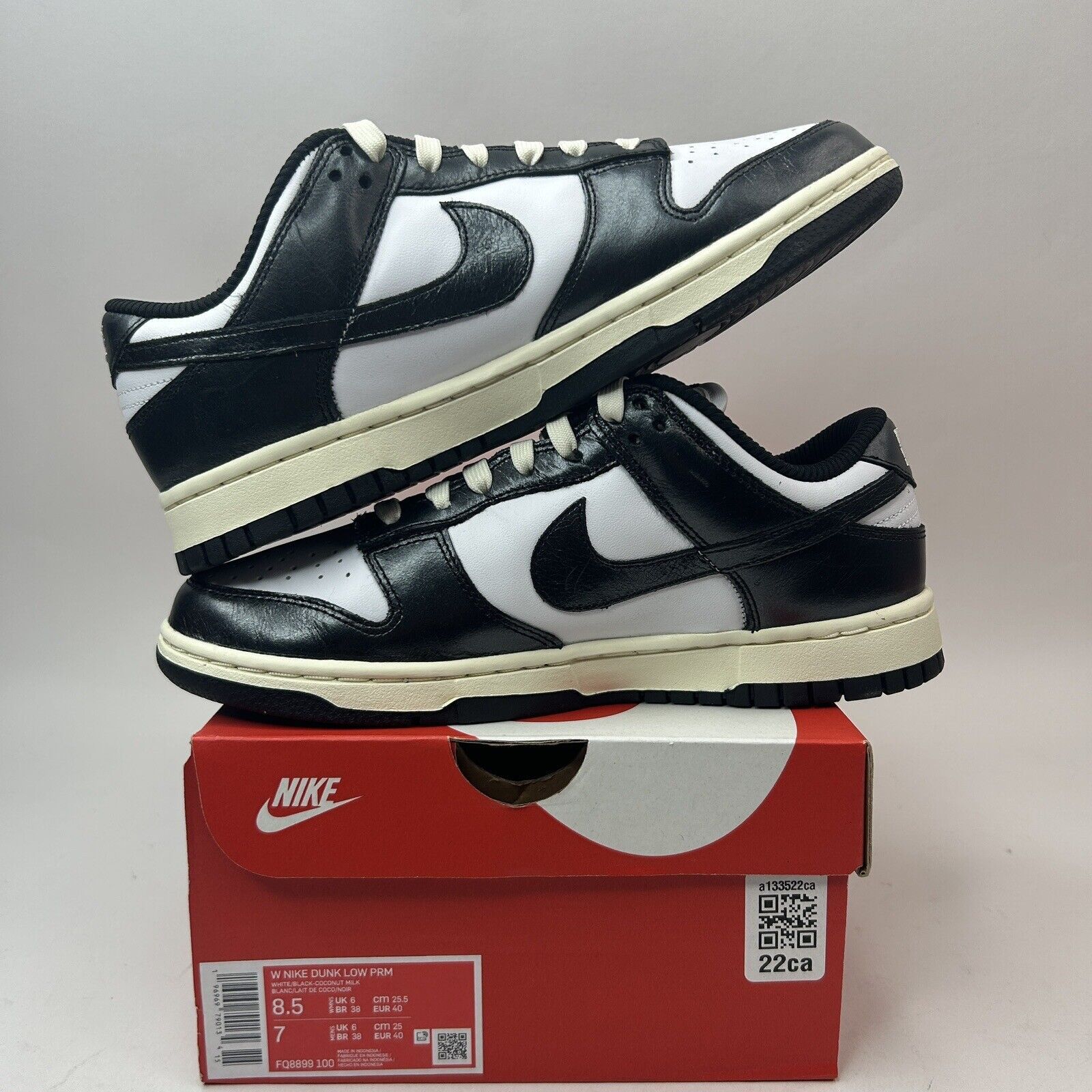 Nike Nike Dunk Low PRM WMNS “Vintage Panda/Black White” 2023 Size US 8.5 / IT 38.5 - 3 Thumbnail