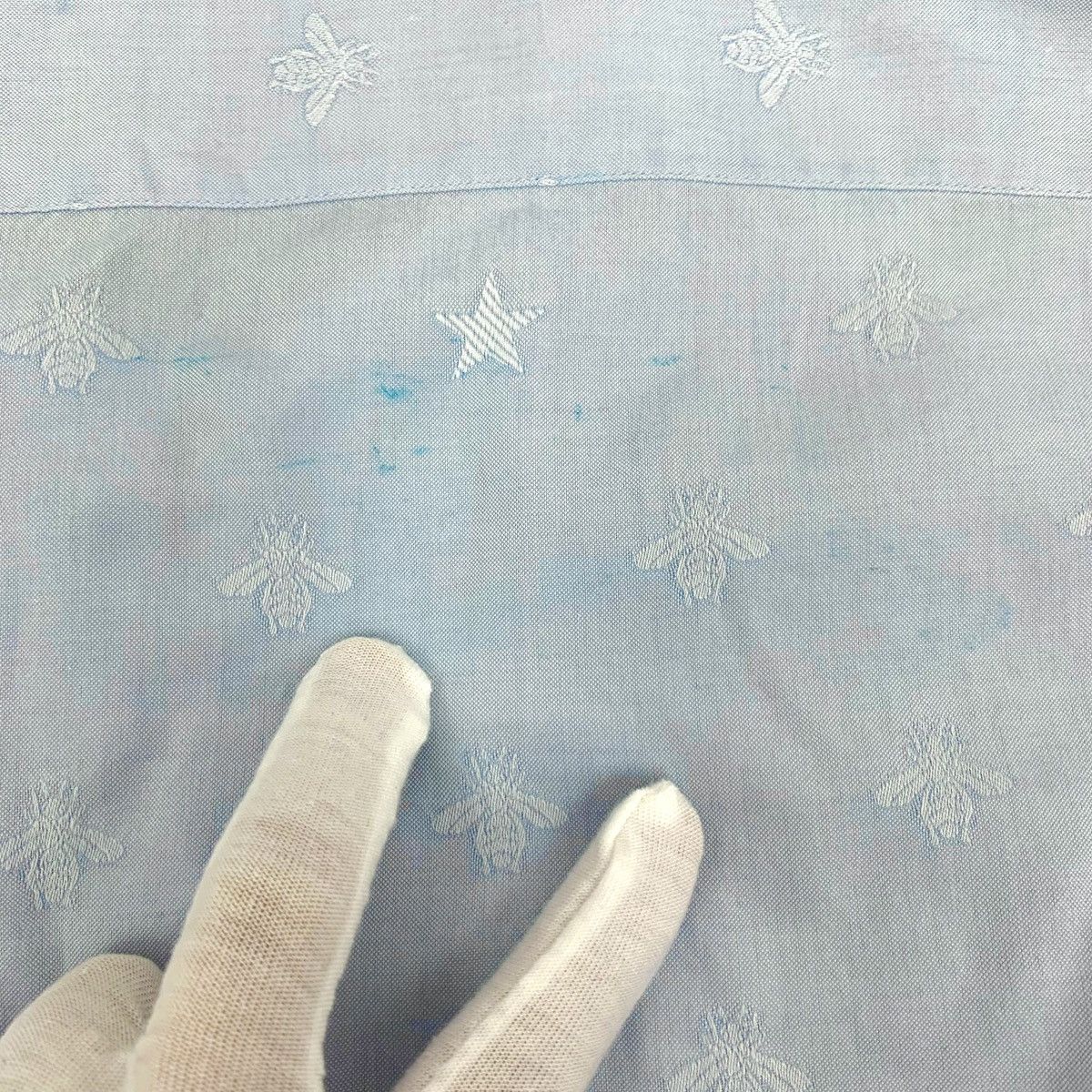 Gucci Gucci Light Blue Bee Embroidered Long Sleeve Shirt K26WX Size M / US 6-8 / IT 42-44 - 9 Thumbnail