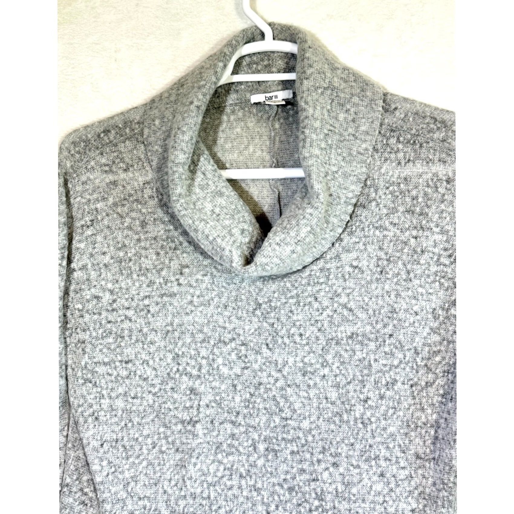 Bar III Women's Gray Textured Cowl Neck Sweater Size L Bar III Size L / US 10 / IT 46 - 5 Thumbnail