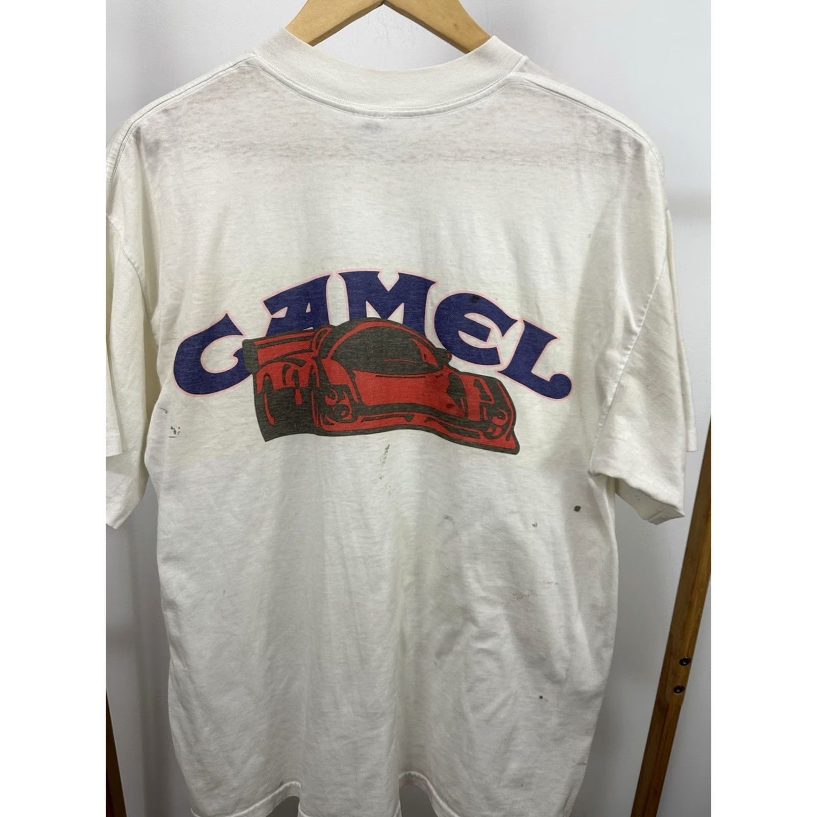 Camel VTG Camel F1 Nissan Grand Prix Ohio Pocket T-Shirt XL White Men Short Sleeve 90s Smoking Worn Paper Thin Vintage Size US XL / EU 56 / 4 - 4 Thumbnail