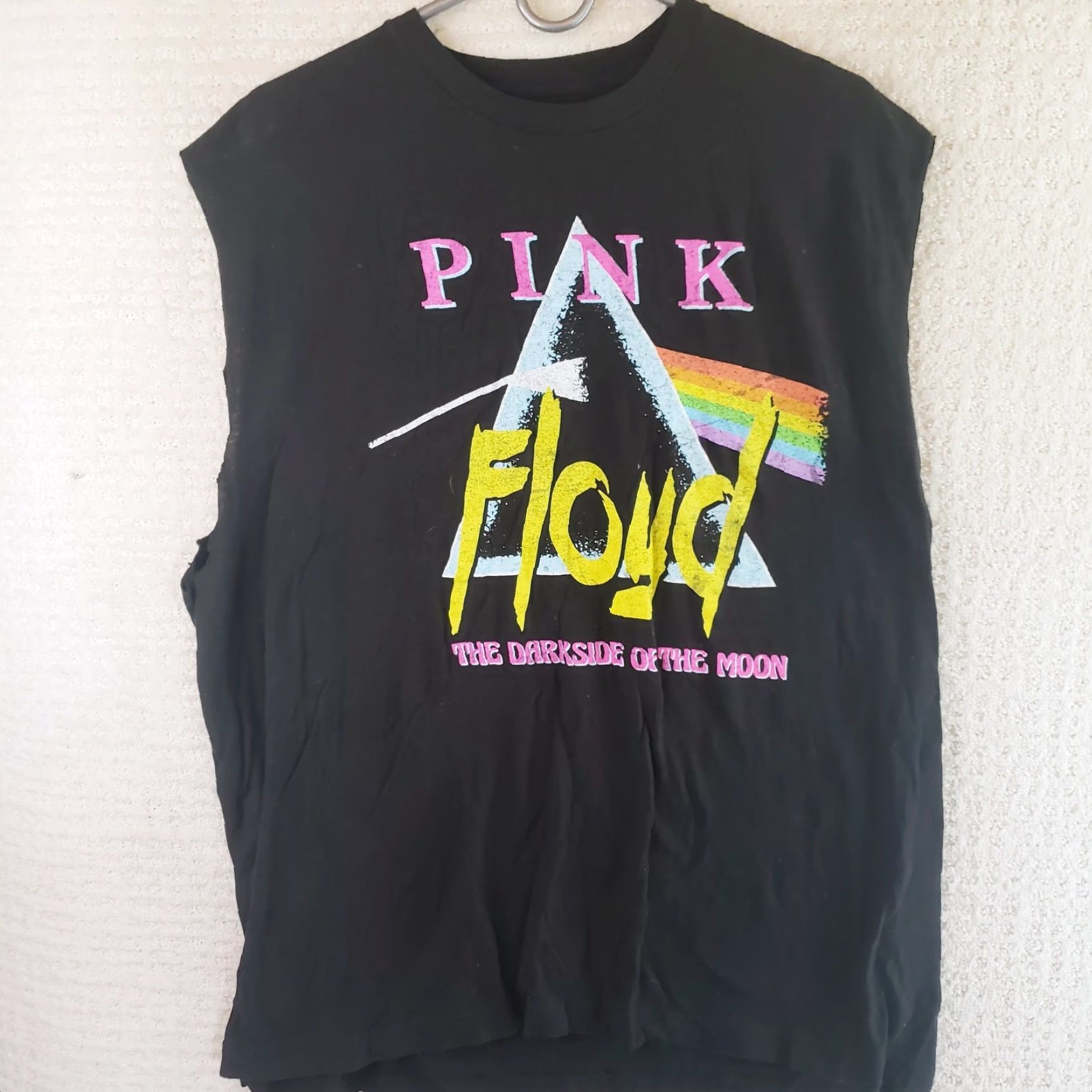 Vintage Pink Floyd T-Shirt Men XL Dark Side Of The Moon Black Band Tee Sleeveless Rough Cut Size US XL / EU 56 / 4 - 2 Thumbnail