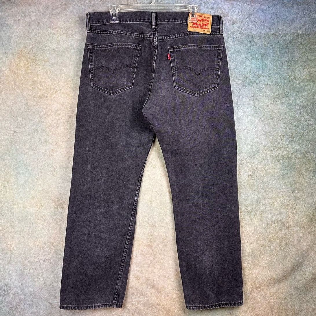 Levi's × Vintage Vintage Levis 505 Black Denim Jeans 36x30 Faded Y2K Regular Size US 36 / EU 52 - 1 Thumbnail