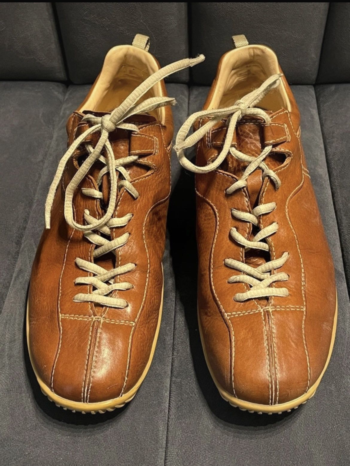 Prada Vintage Prada Men's Tan Brown Leather Lace Up Casual Shoes Size US 11 / EU 44 - 3 Thumbnail