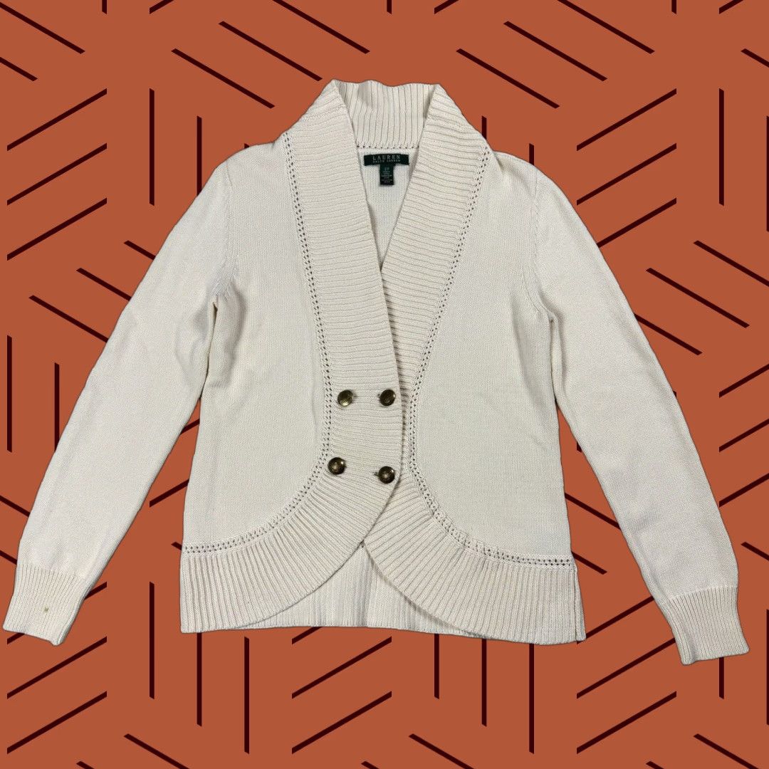 Ralph Lauren VINTAGE Lauren Ralph Lauren Ivory 4-Button Knit Cardigan Sweater Size S Womens Size S / US 4 / IT 40 - 1 Thumbnail