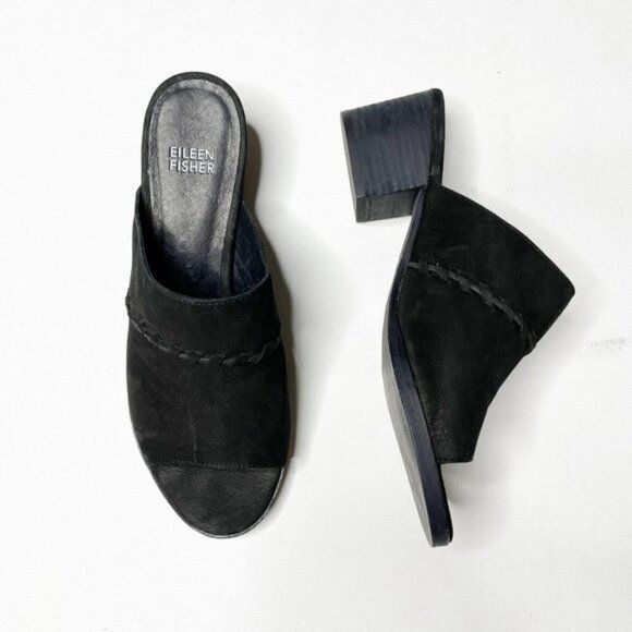 Eileen Fisher Eileen Fisher Kale Nubuck Leather Mule Slide 6 Block Heel Op Size US 6 / IT 36 - 1 Thumbnail