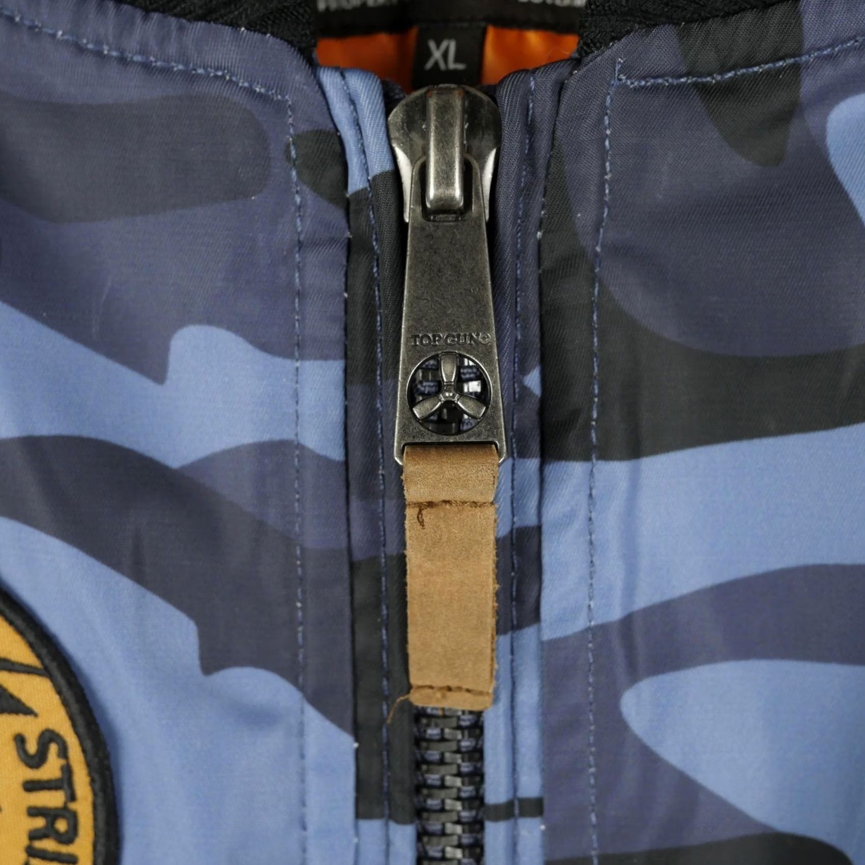 Vintage Top Gun Jacket Mens XL Blue Camo MA-1 Bomber Flight Air Force Patches Pilot Size US XL / EU 56 / 4 - 4 Thumbnail