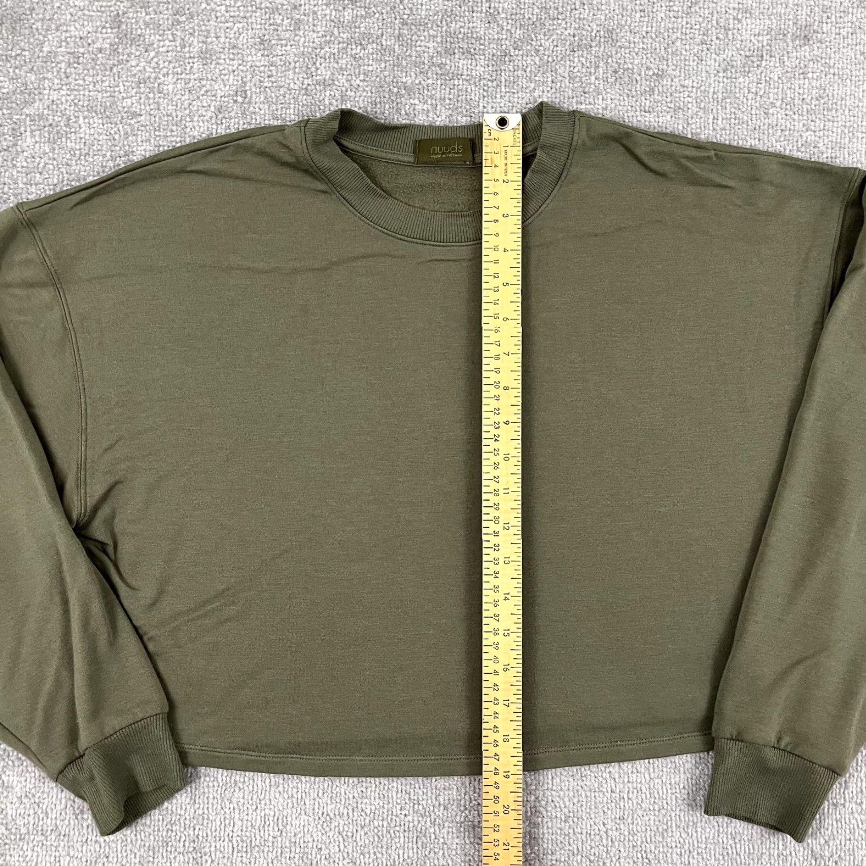Vintage VINTAGE Nuuds Women's Cropped Sweatshirt Pullover Athletic Lounge All Seasons Green Small Size S / US 4 / IT 40 - 4 Thumbnail