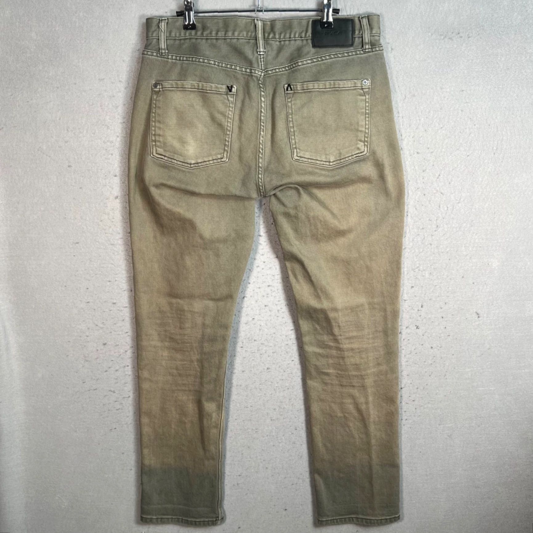RVCA RVCA Mens Jeans 33 Slim Tapered Leg Green Cotton Blend Denim 5-Pocket Mens Modern Fit Size US 33 - 2 Thumbnail