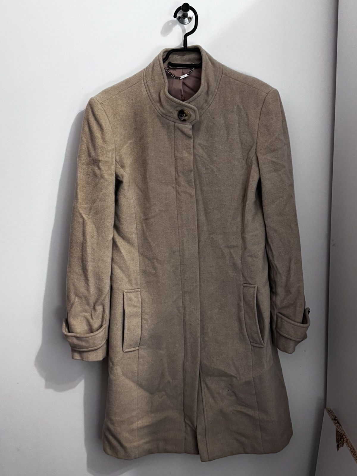 NEXT Next Wool & Cashmere Blend Beige Coat Woolmark Luxury Size M / US 6-8 / IT 42-44 - 2 Thumbnail