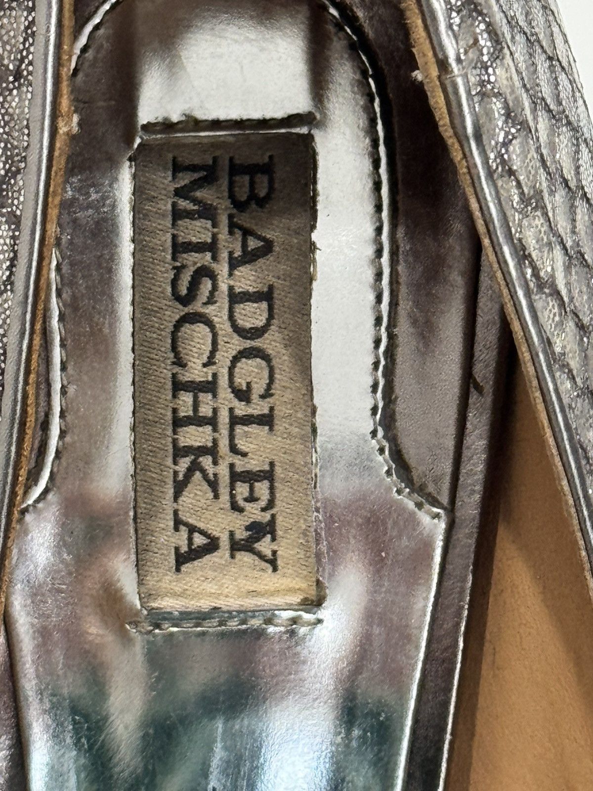 Badgley Mischka Badgley Mischka Silver Snake Print Leather Size US 8.5 / IT 38.5 - 3 Thumbnail